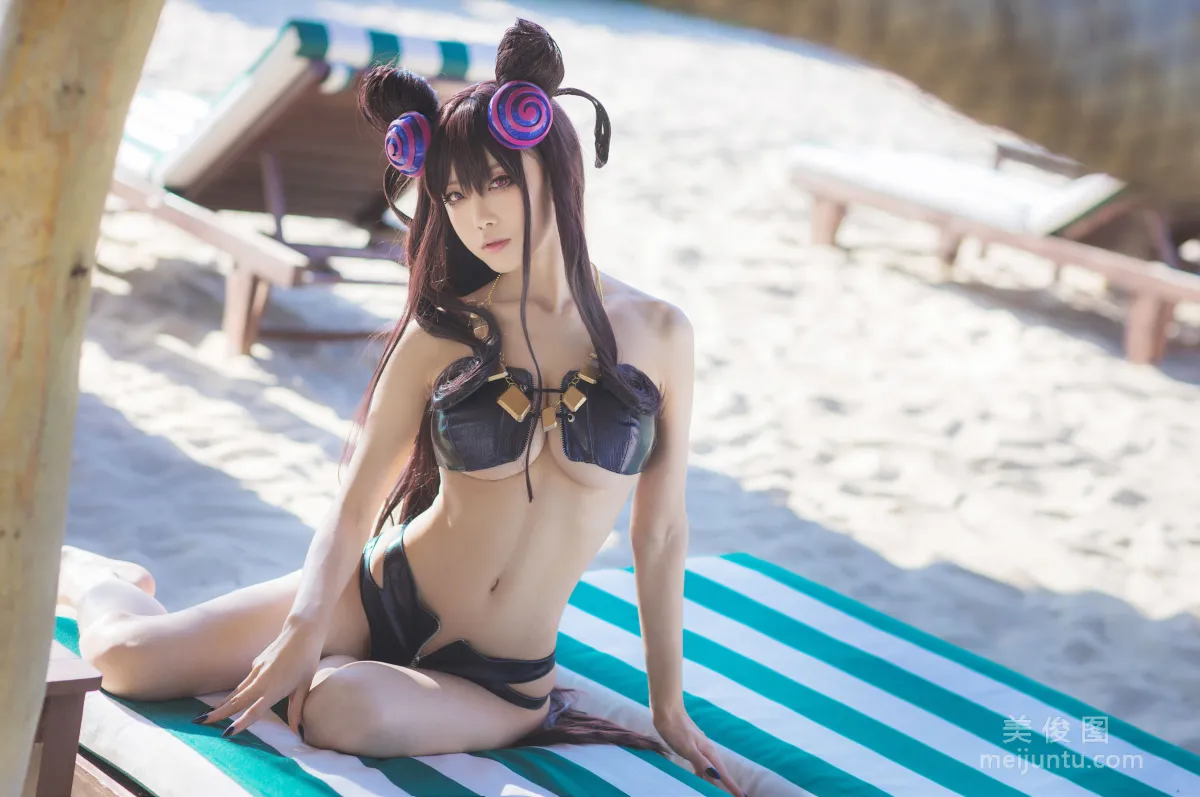 [COS] Anime Blogger Shui Miao aqua Purple Style Swimsuit Ver Photo Set photo 2