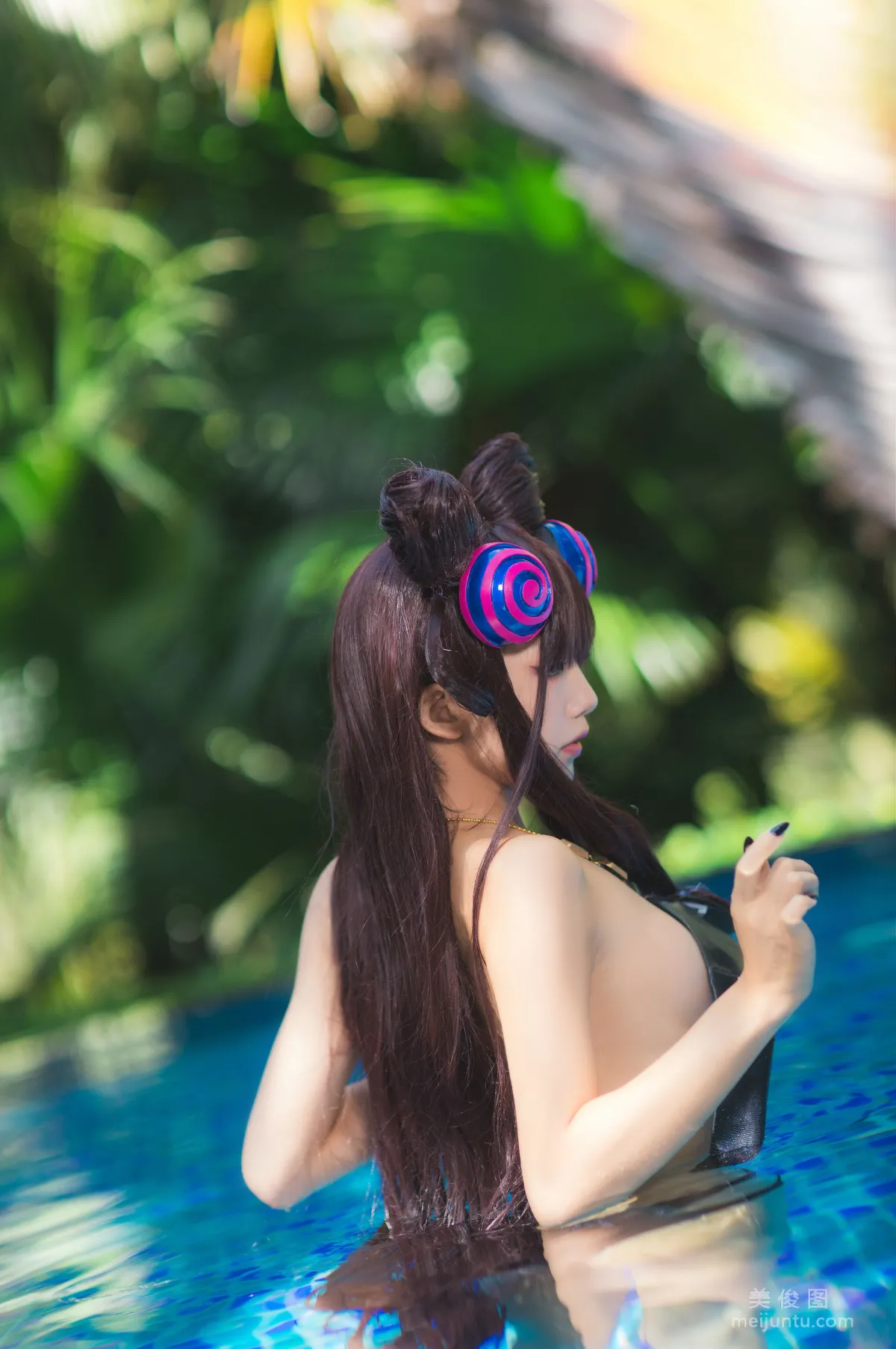 [COS] Anime Blogger Shui Miao aqua Purple Style Swimsuit Ver Photo Set photo 28