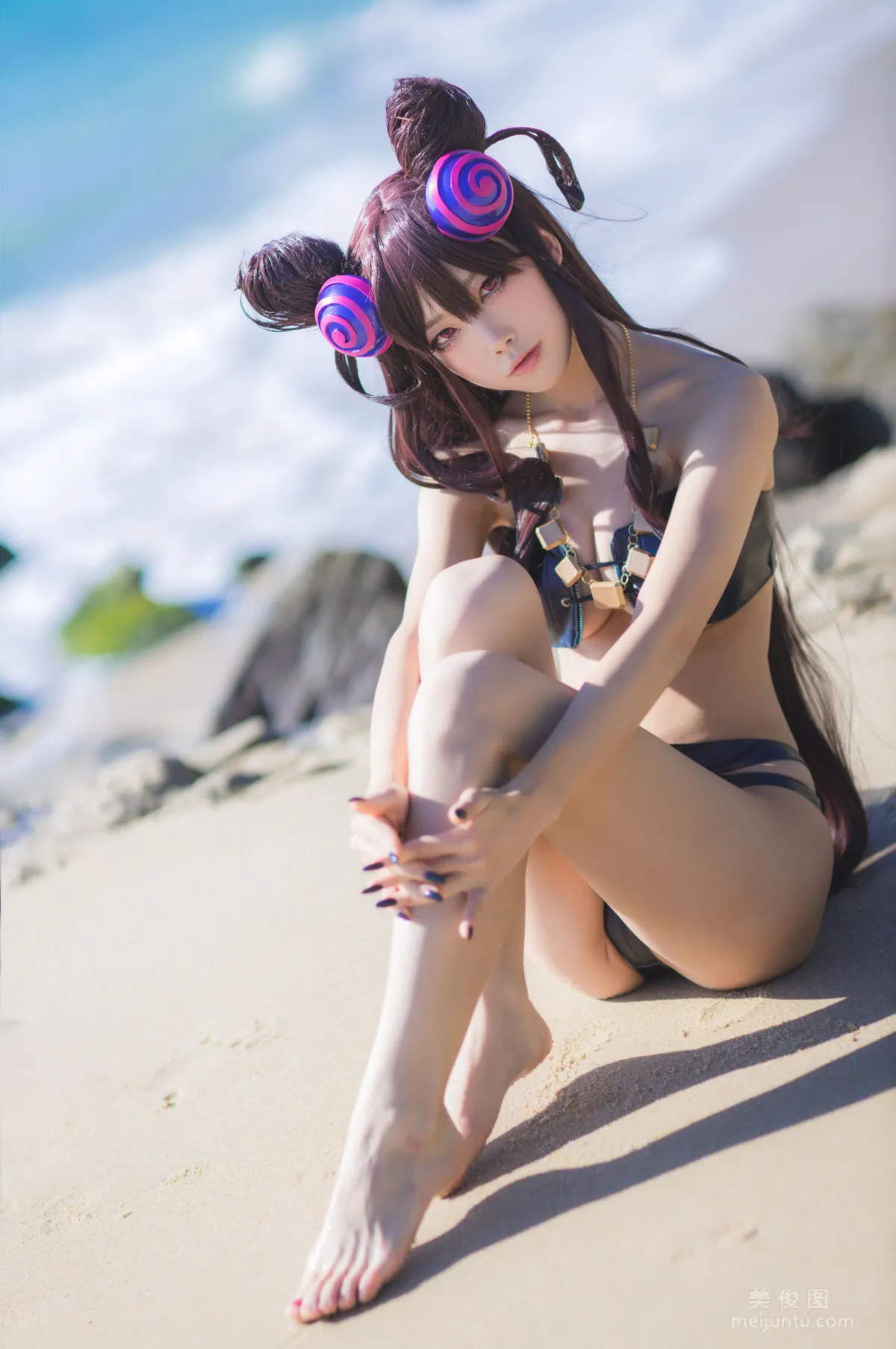 [COS] Anime Blogger Shui Miao aqua Purple Style Swimsuit Ver Photo Set photo 18
