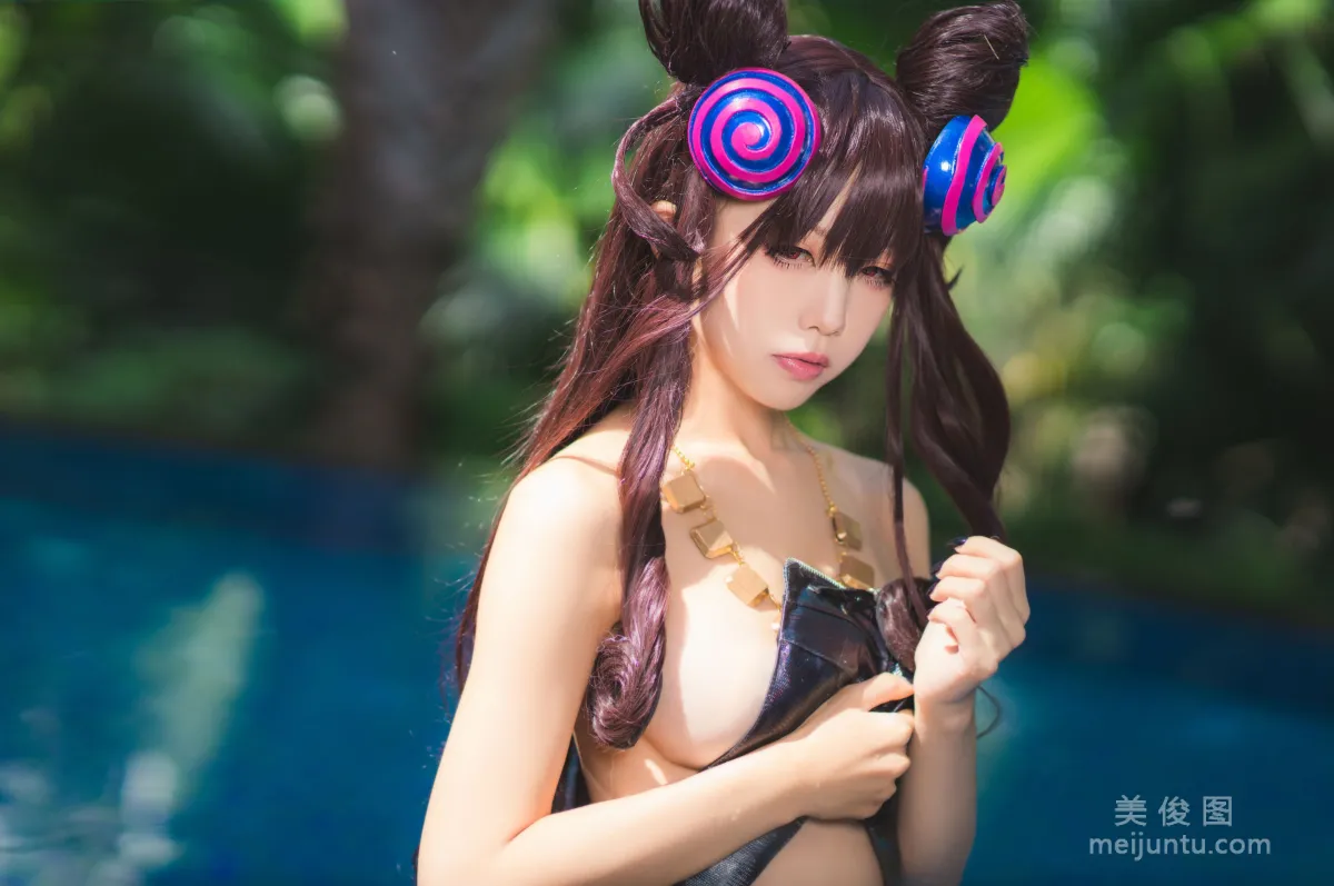 [COS] Anime Blogger Shui Miao aqua Purple Style Swimsuit Ver Photo Set photo 31