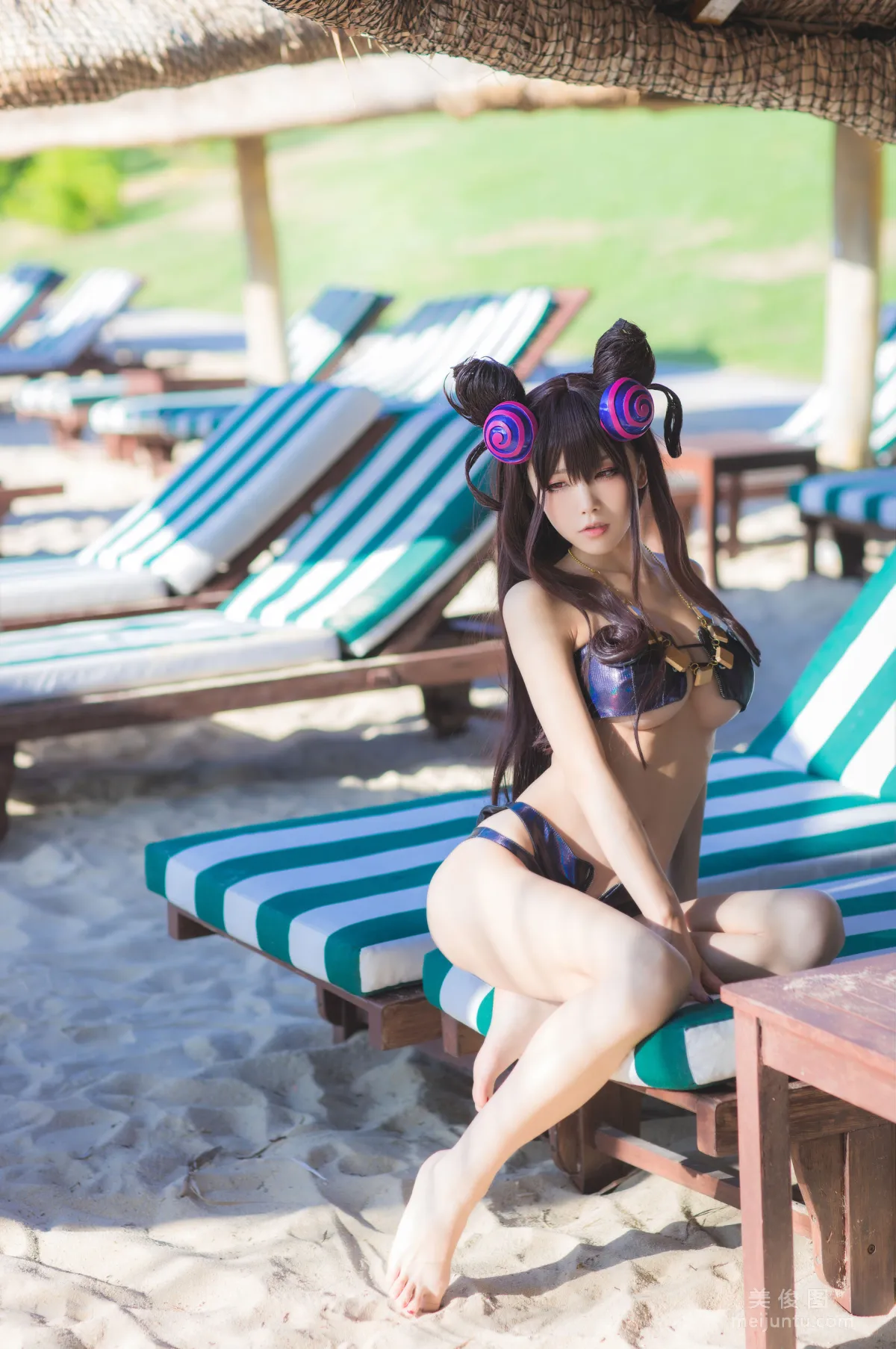 [COS] Anime Blogger Shui Miao aqua Purple Style Swimsuit Ver Photo Set photo 5