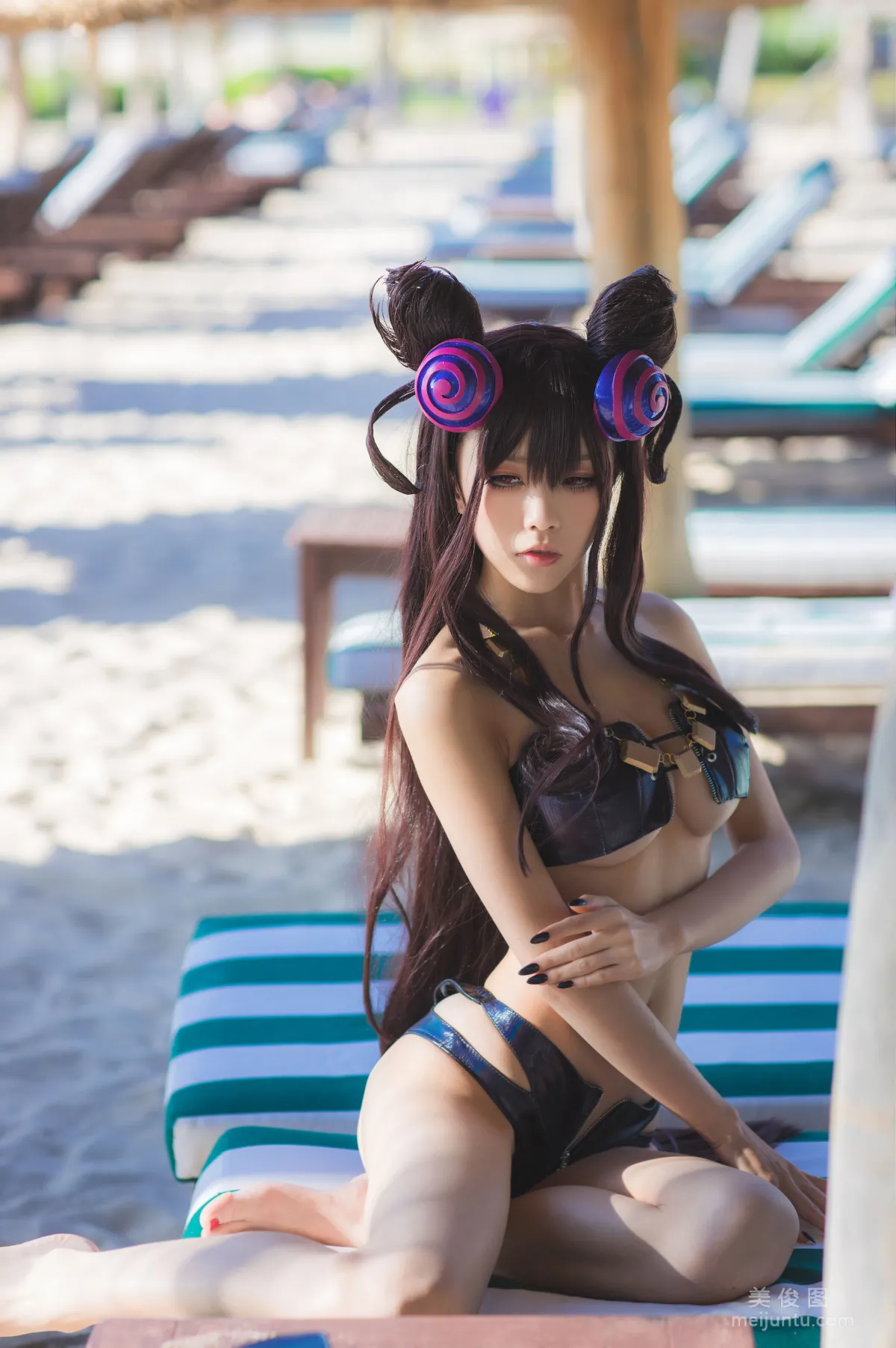 [COS] Anime Blogger Shui Miao aqua Purple Style Swimsuit Ver Photo Set photo 3