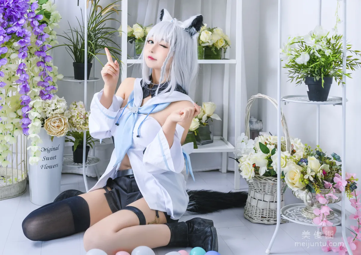 [COS Bonus] Big-Eyed Cute Girl Heimaomao OvO, Shirakami Fubuki Photo Set photo 2