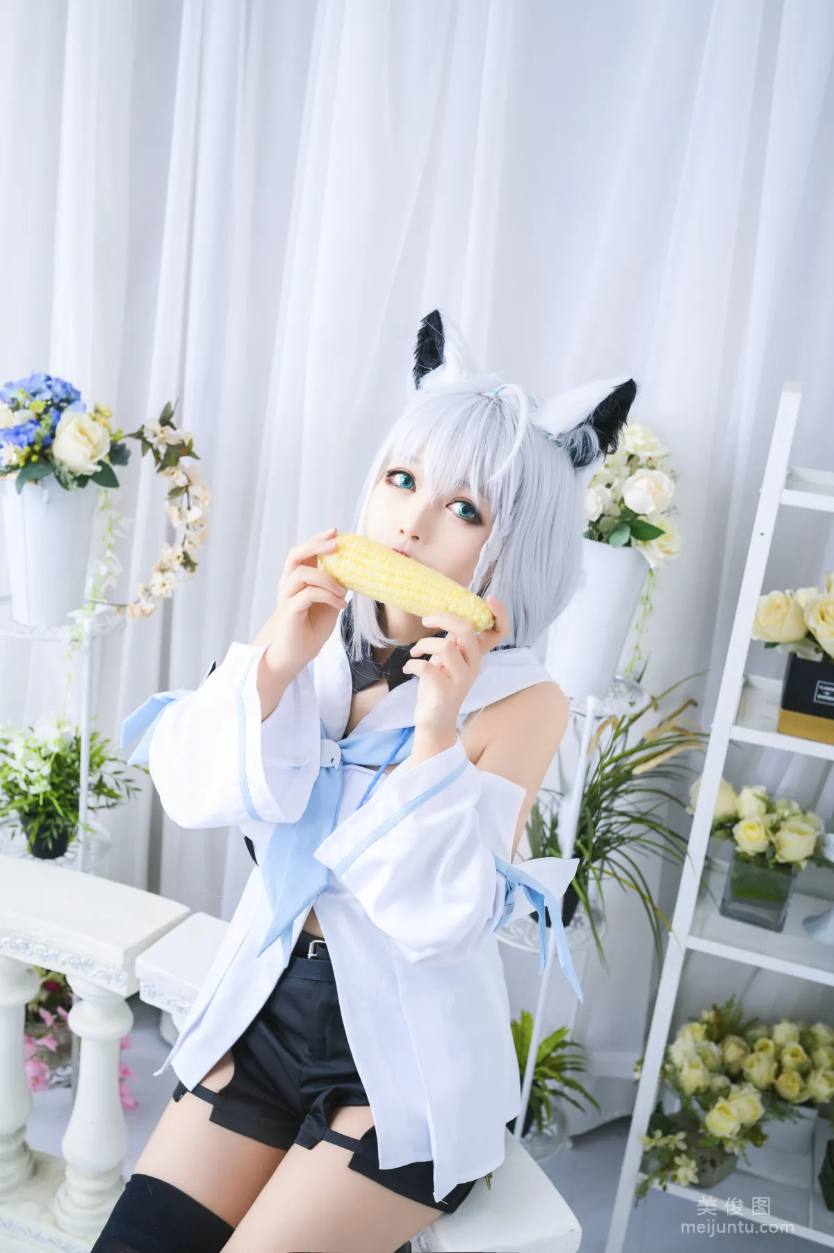 [COS Bonus] Big-Eyed Cute Girl Heimaomao OvO, Shirakami Fubuki Photo Set photo 11