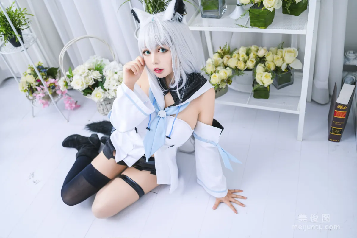 [COS Bonus] Big-Eyed Cute Girl Heimaomao OvO, Shirakami Fubuki Photo Set photo 9