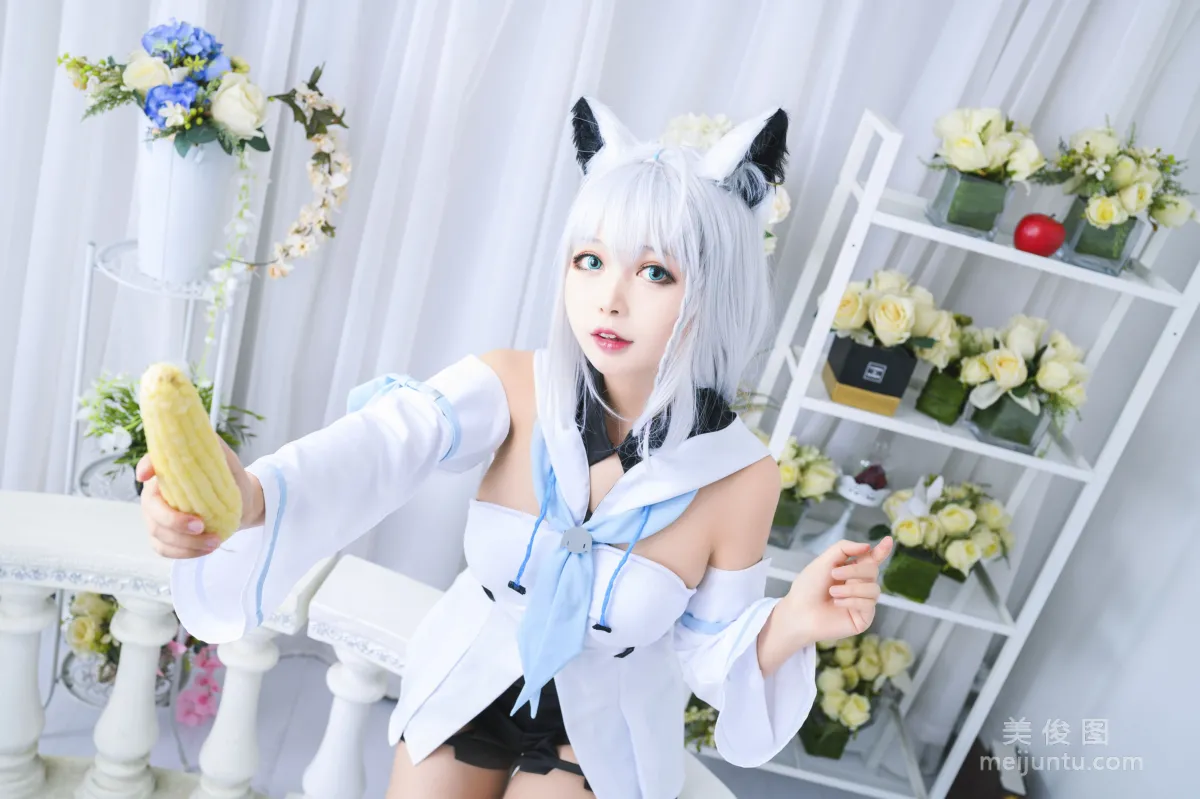[COS Bonus] Big-Eyed Cute Girl Heimaomao OvO, Shirakami Fubuki Photo Set photo 10