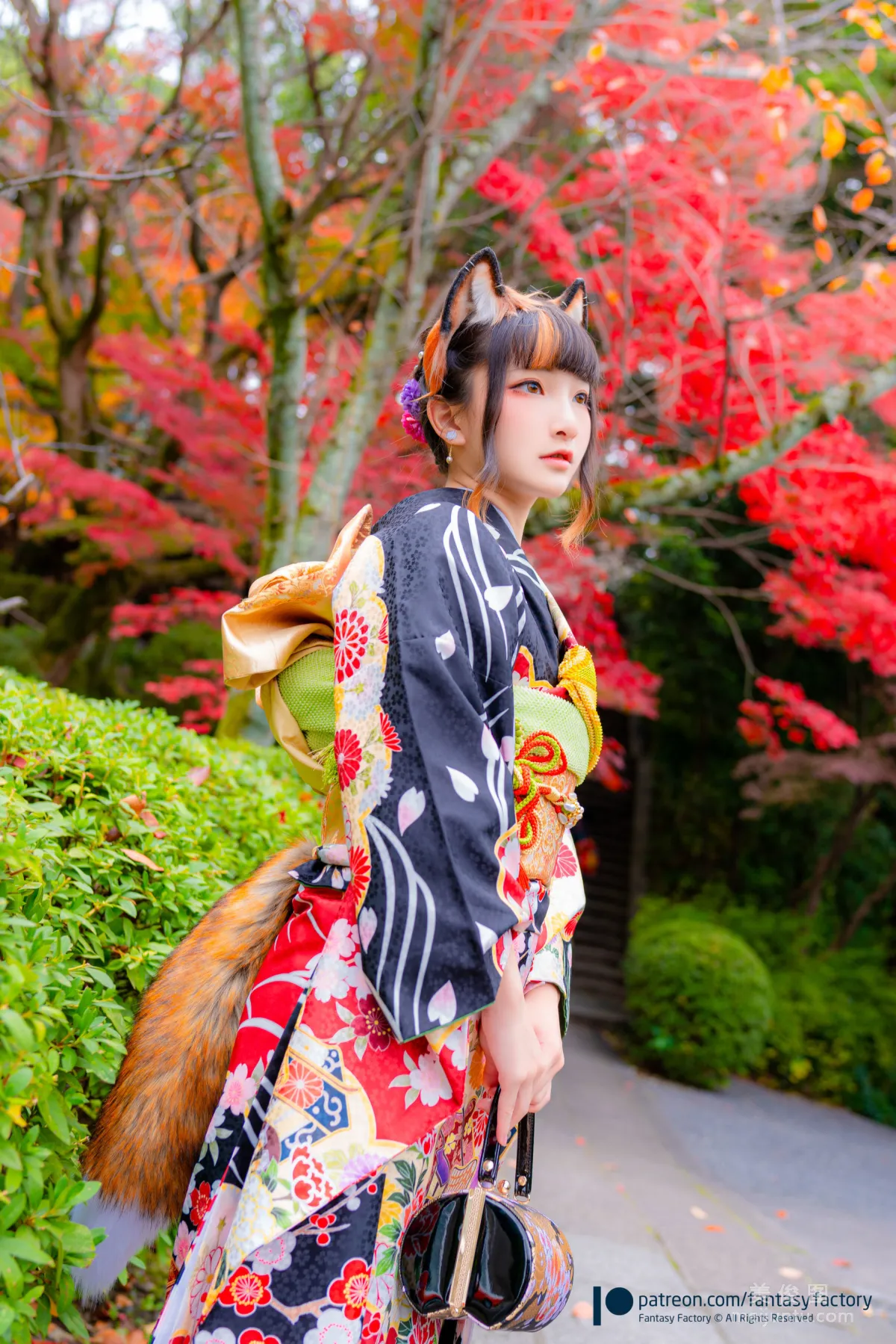 [Fantasy Factory] 小丁Cosplay 2020.01 《黑丝 和服 JK》 写真集49