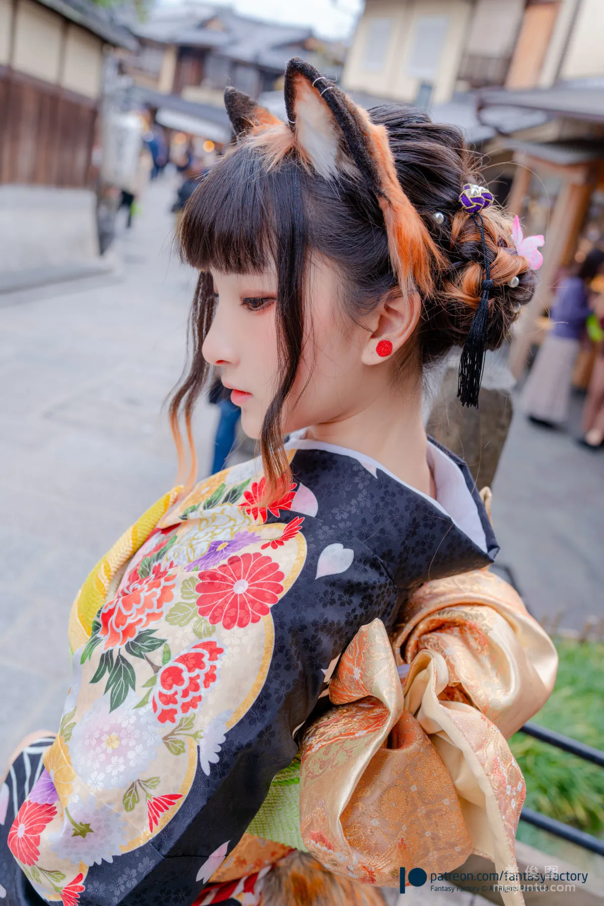 [Fantasy Factory] 小丁Cosplay 2020.01 《黑丝 和服 JK》 写真集48
