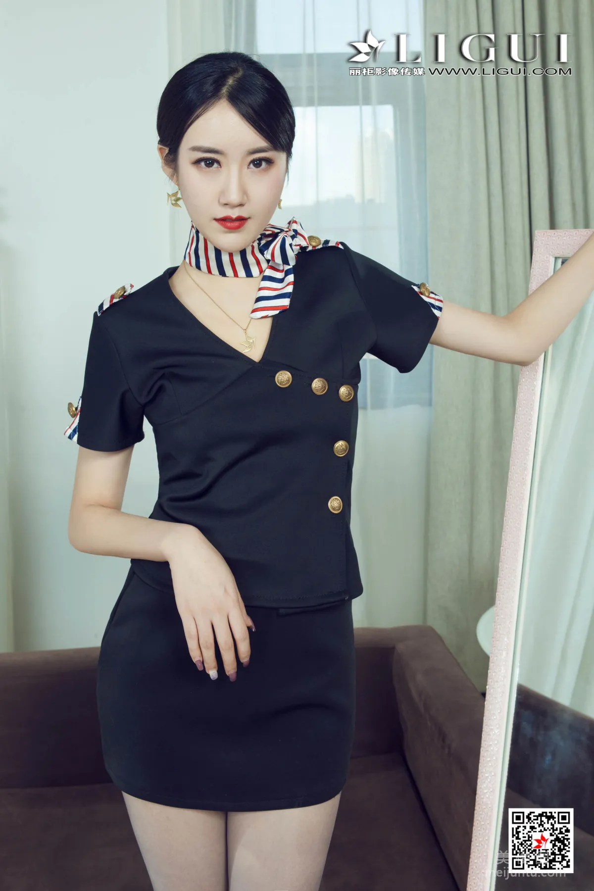 [Ligui] Model Zi Qing - Premium Gray Stockings Stewardess Legs photo 13