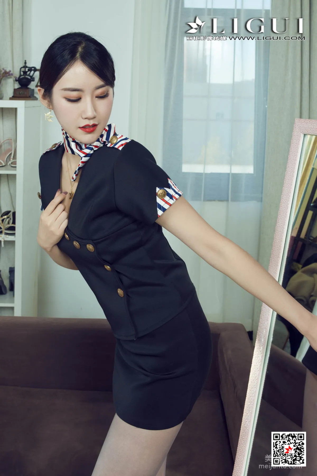 [Ligui] Model Zi Qing - Premium Gray Stockings Stewardess Legs photo 5