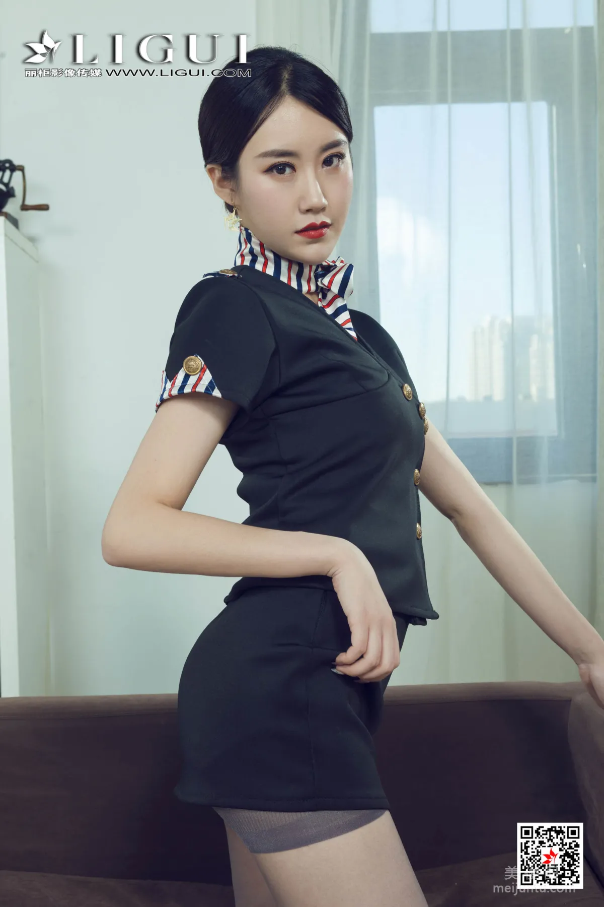 [Ligui] Model Zi Qing - Premium Gray Stockings Stewardess Legs photo 18