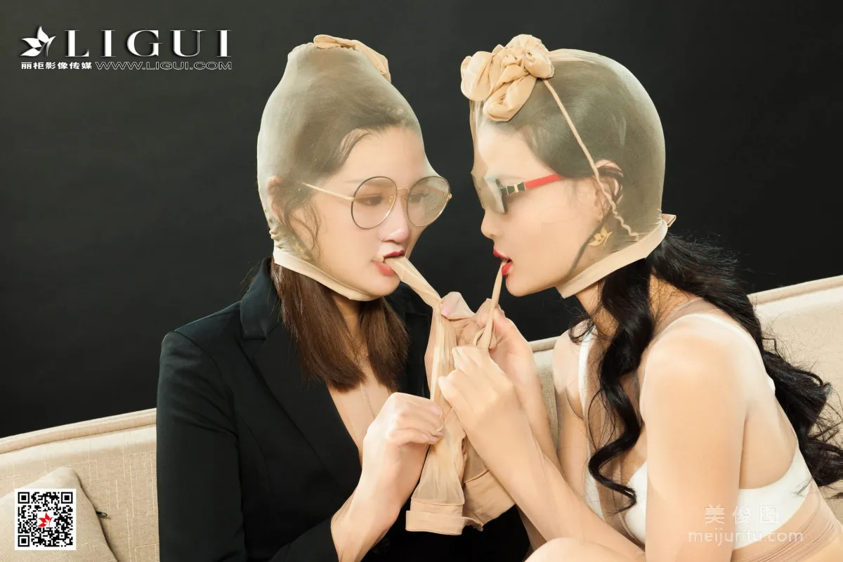 [丽柜美束Ligui] Model 文芮&苏黎 - 双人肉丝制服诱惑74