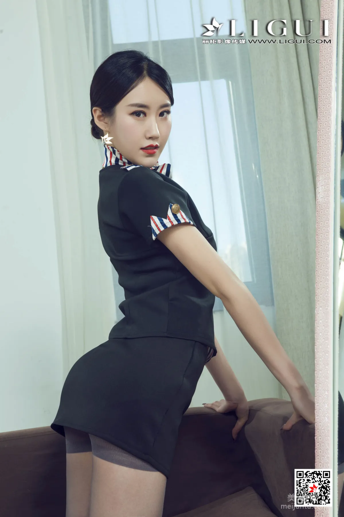 [Ligui] Model Zi Qing - Premium Gray Stockings Stewardess Legs photo 22