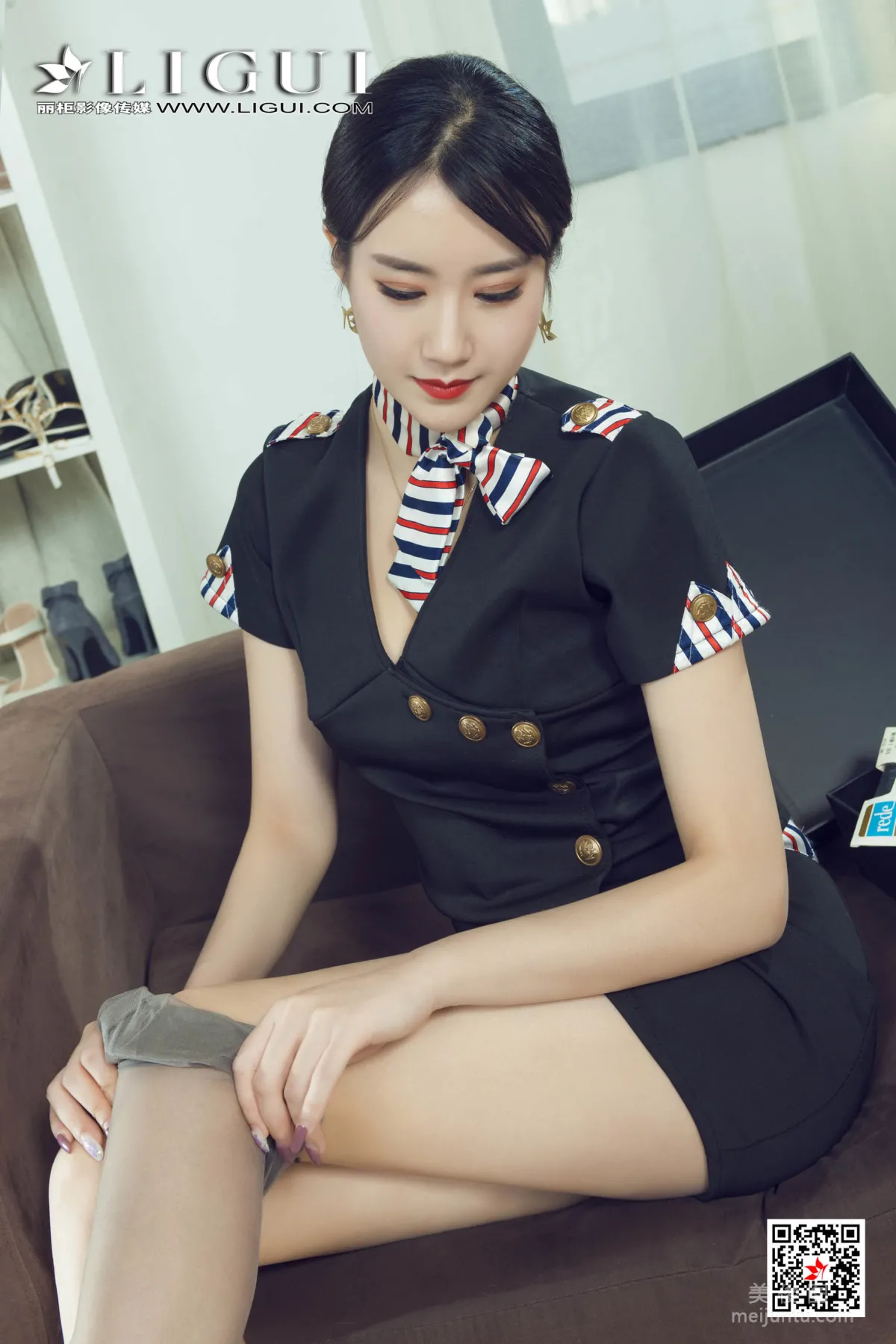 [Ligui] Model Zi Qing - Premium Gray Stockings Stewardess Legs photo 78