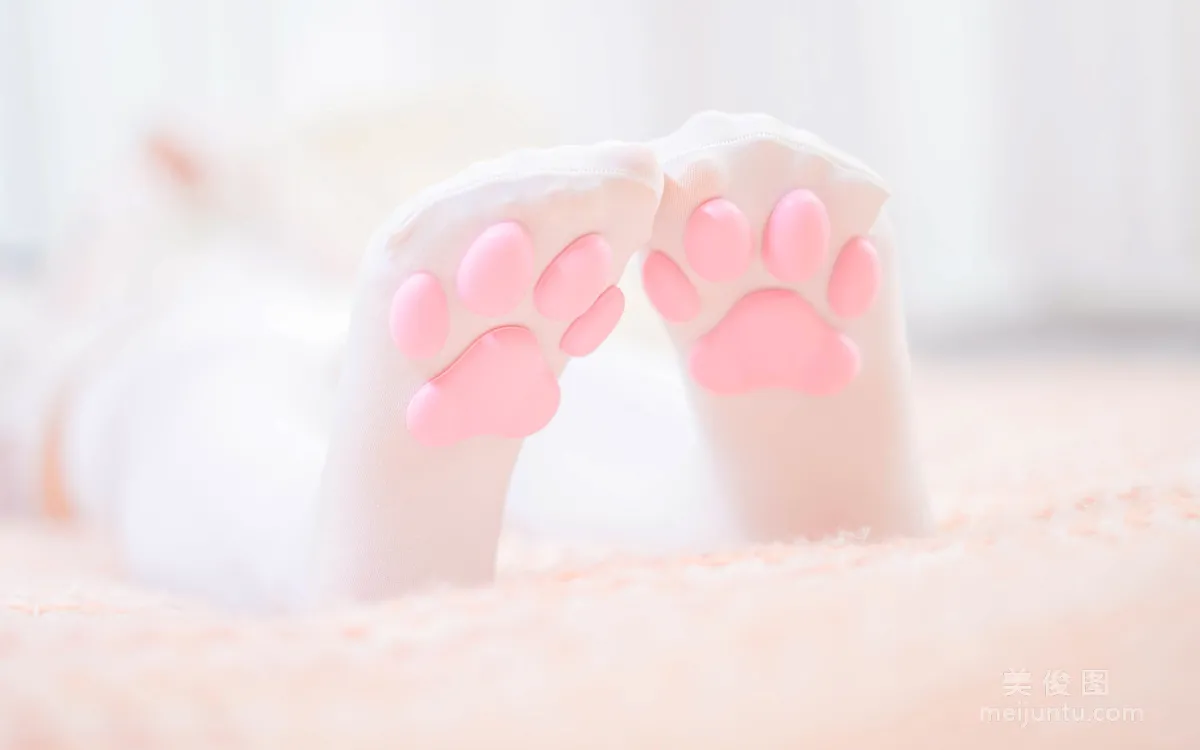 [Cosplay] Shenle Banzhen Dong "Okaeri" White Silk Cat Paws Photo Set photo 2