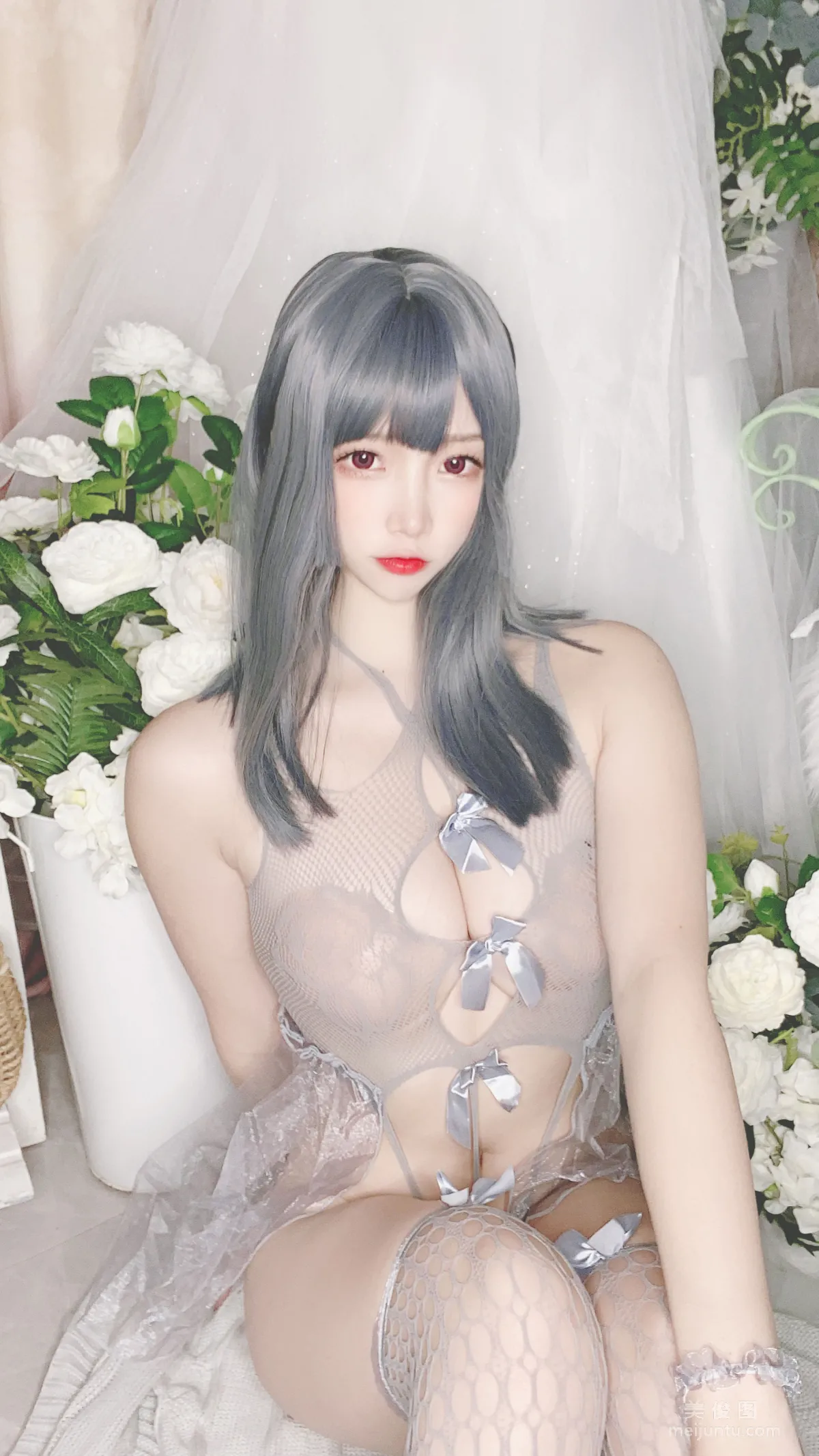 [Cosplay] 人气Coser二佐Nisa - 蓝色网状比基尼1