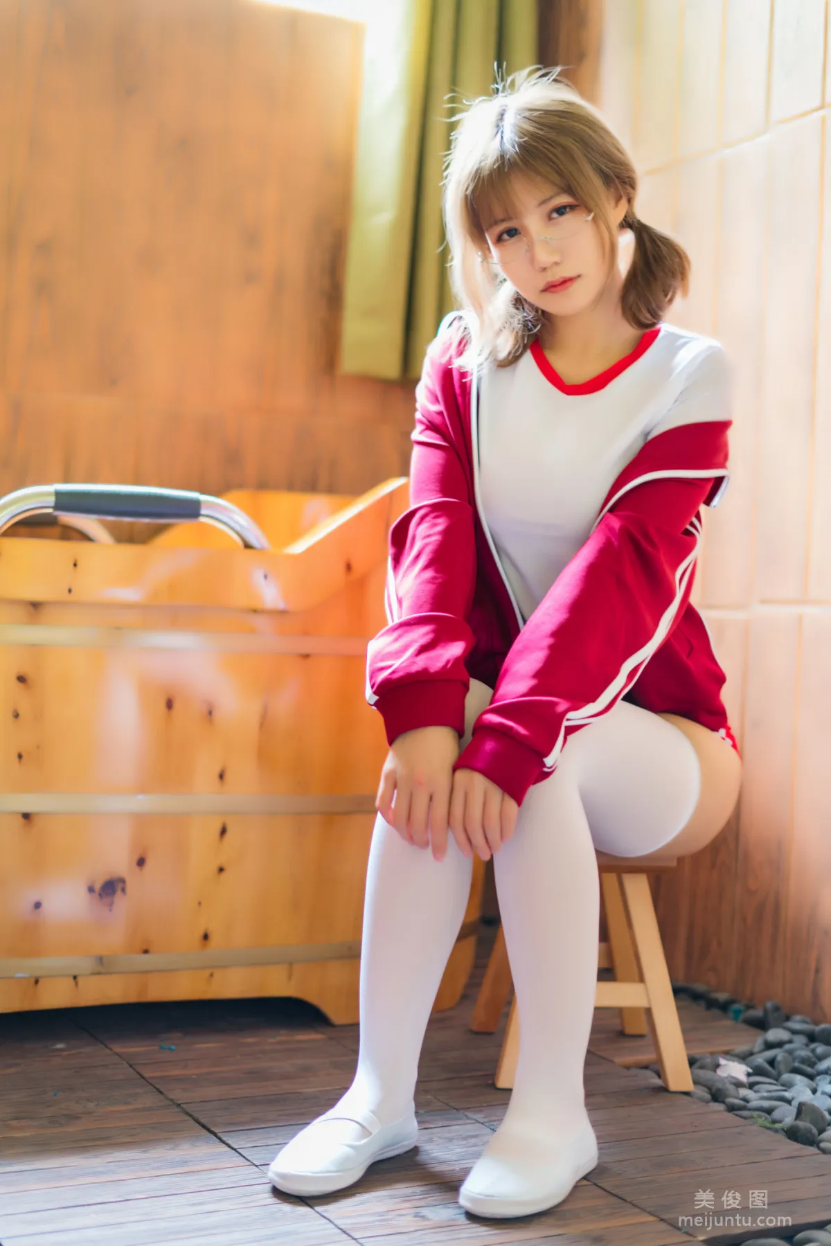 [Web Idols COSER] Xiaocang Qiandai w - Red Gymnastics Uniform Photo Set photo 33