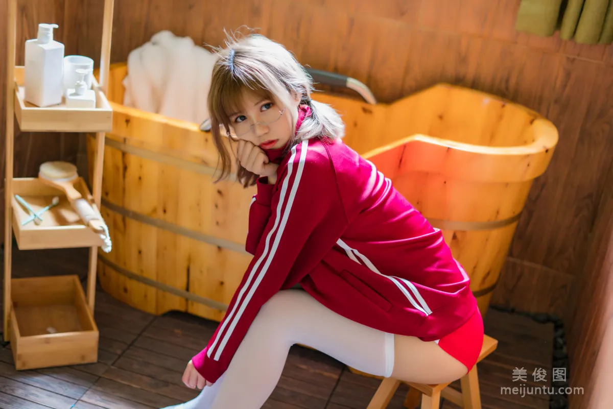 [Web Idols COSER] Xiaocang Qiandai w - Red Gymnastics Uniform Photo Set photo 48