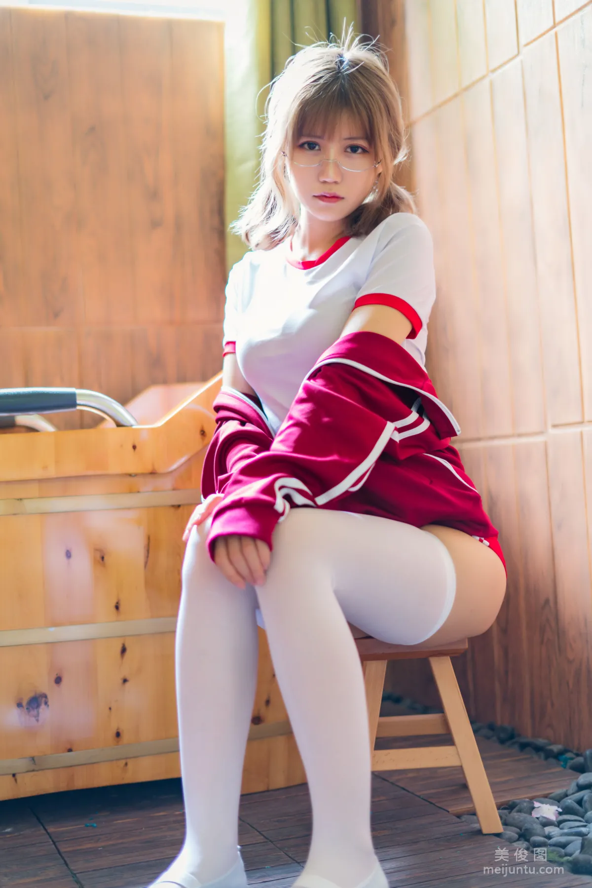 [Web Idols COSER] Xiaocang Qiandai w - Red Gymnastics Uniform Photo Set photo 32