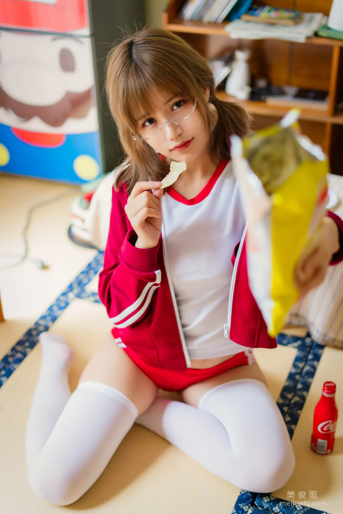 [Web Idols COSER] Xiaocang Qiandai w - Red Gymnastics Uniform Photo Set photo 38