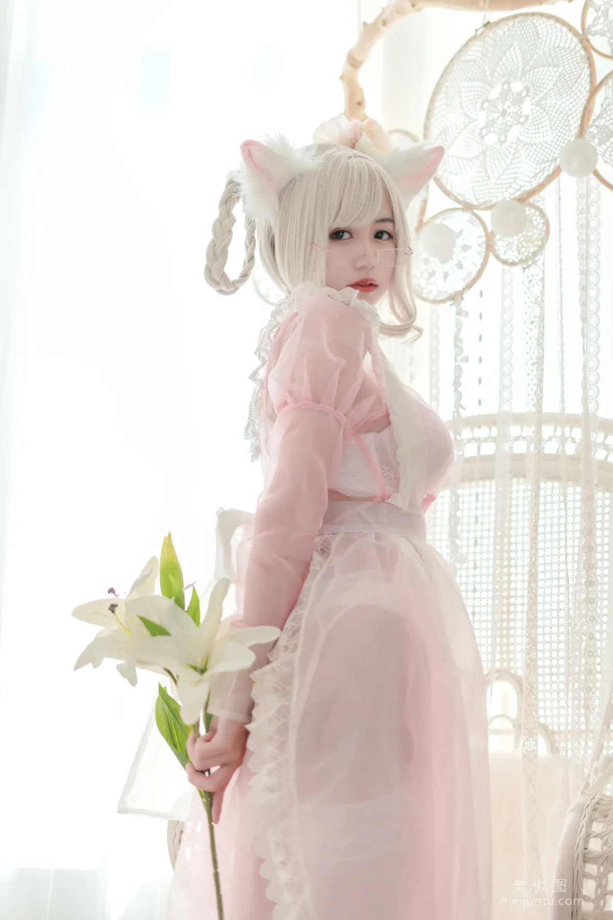 [Web Idols COSER] Xiaocang Qiandai w - Transparent Pink Maid Photo Set photo 8