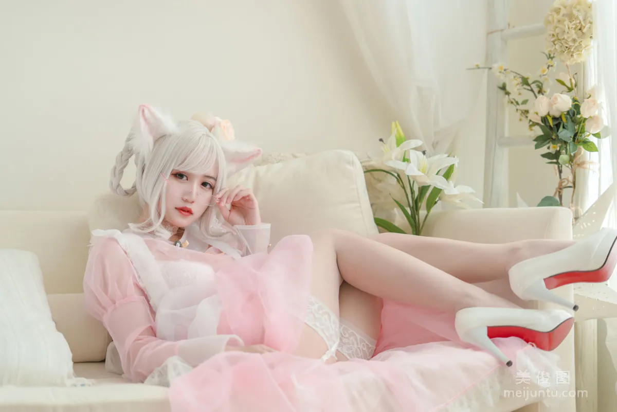 [Web Idols COSER] Xiaocang Qiandai w - Transparent Pink Maid Photo Set photo 7
