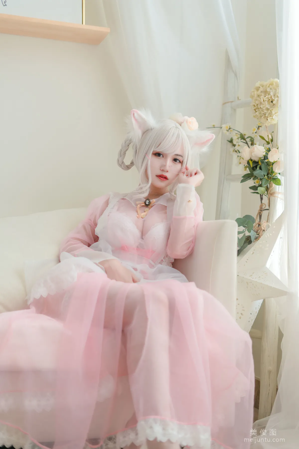 [Web Idols COSER] Xiaocang Qiandai w - Transparent Pink Maid Photo Set photo 6