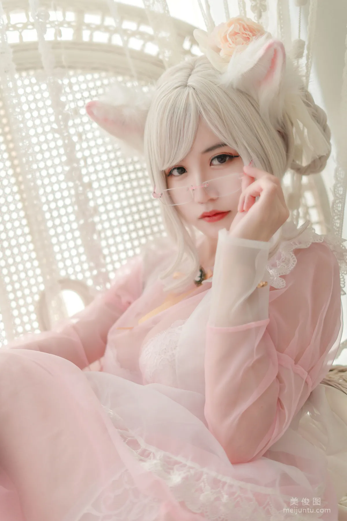 [Web Idols COSER] Xiaocang Qiandai w - Transparent Pink Maid Photo Set photo 17