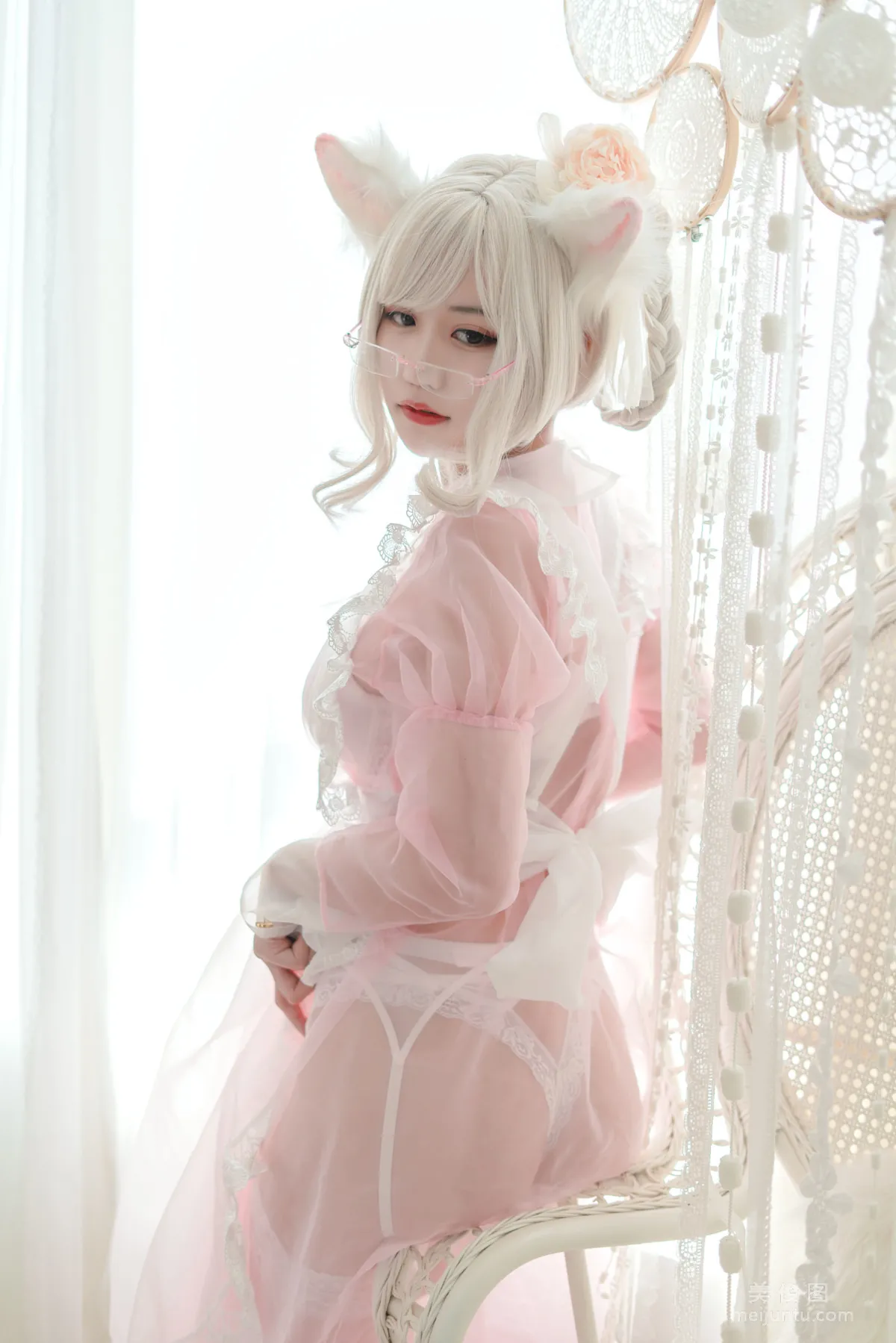 [Web Idols COSER] Xiaocang Qiandai w - Transparent Pink Maid Photo Set photo 5