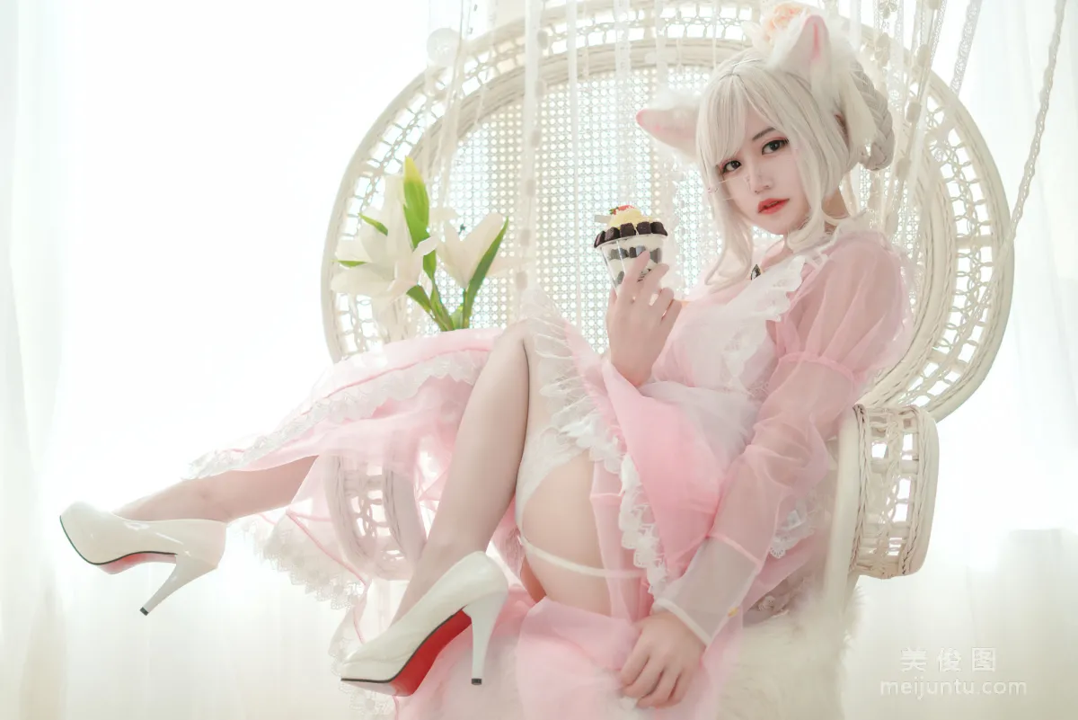 [Web Idols COSER] Xiaocang Qiandai w - Transparent Pink Maid Photo Set photo 12