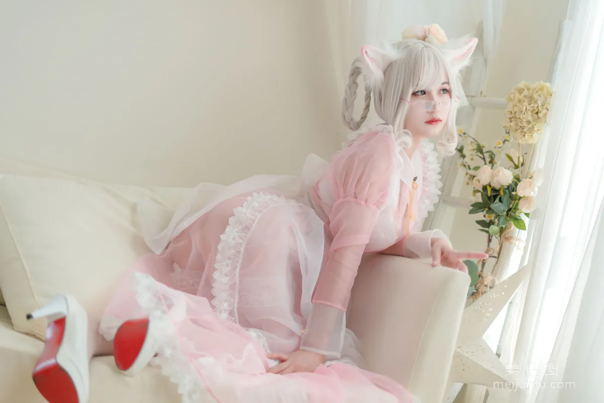 [Web Idols COSER] Xiaocang Qiandai w - Transparent Pink Maid Photo Set photo 3