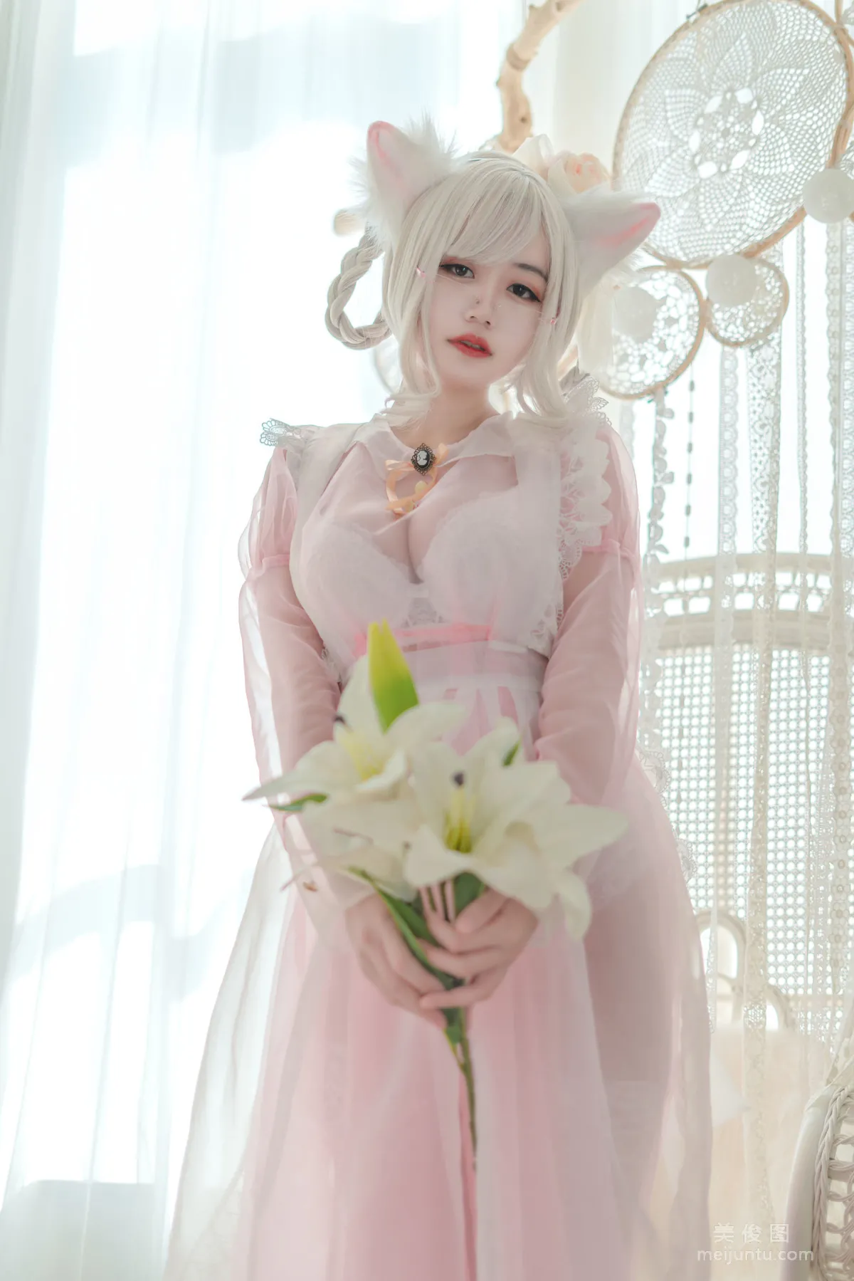 [Web Idols COSER] Xiaocang Qiandai w - Transparent Pink Maid Photo Set photo 11