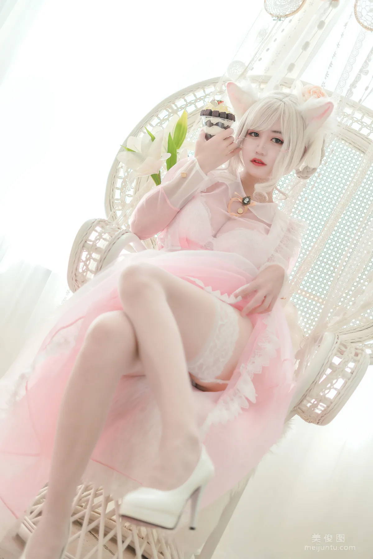 [Web Idols COSER] Xiaocang Qiandai w - Transparent Pink Maid Photo Set photo 14