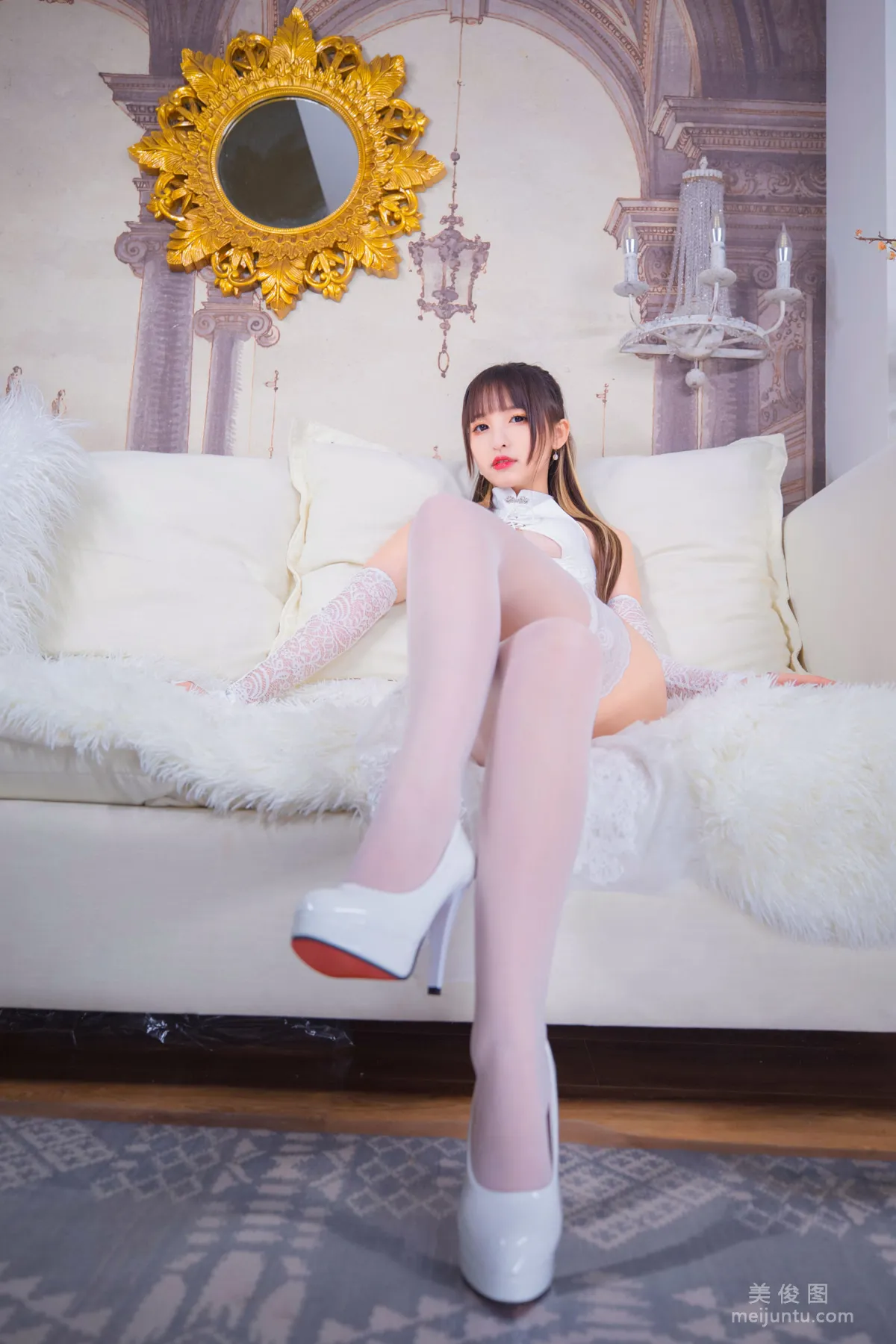 [Web Idols COSER] Kagurazaka Mafuyu, Wind and Moon of the Gods - White Qipao Photo Set photo 66