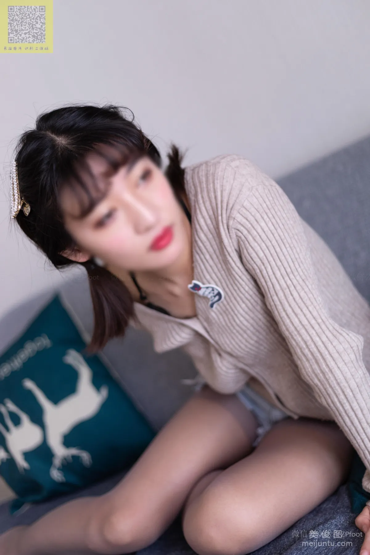 [LSS] NO.091 Xiao Xue, Reinforced Toe Gray Stockings Photo Set photo 55