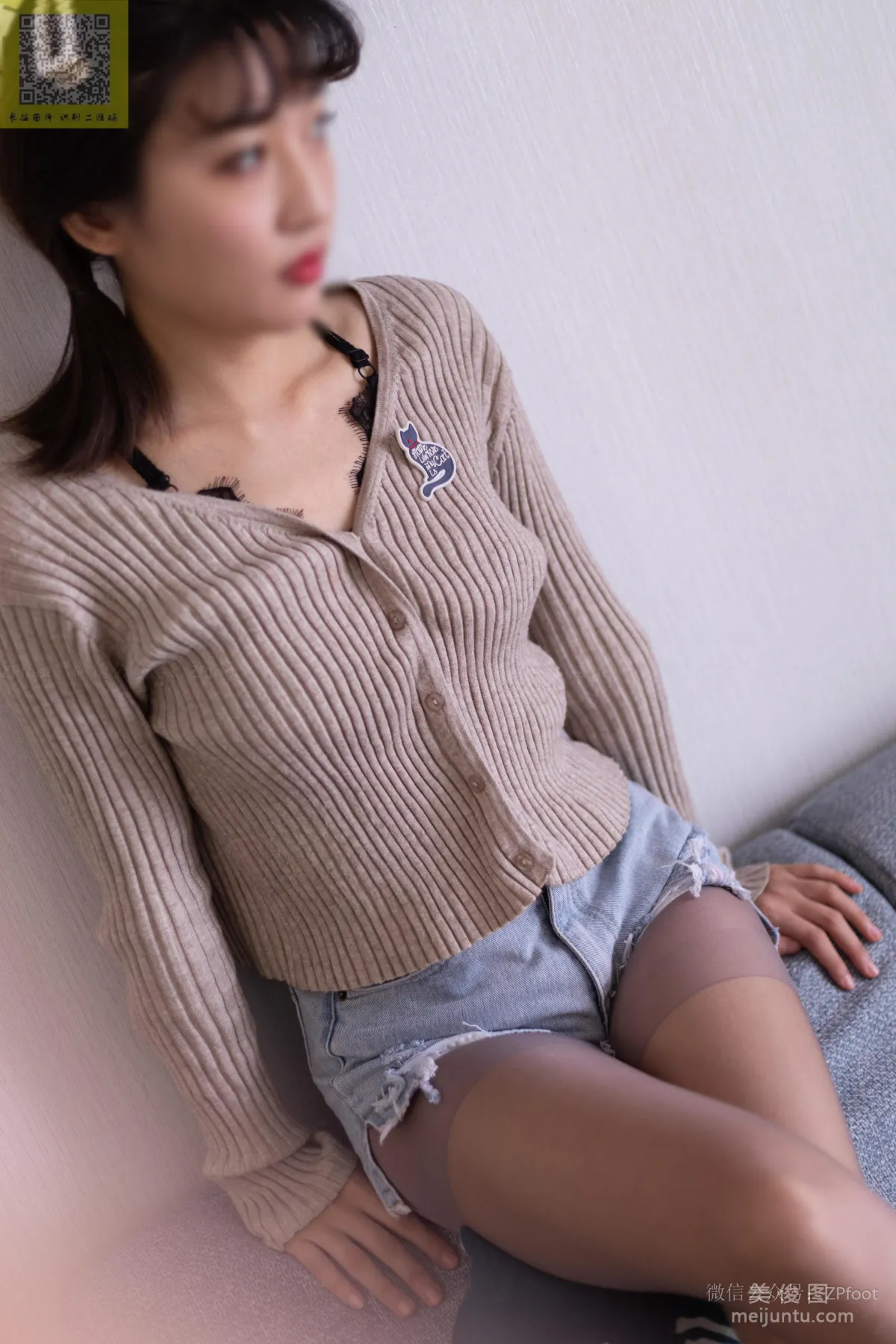 [LSS] NO.091 Xiao Xue, Reinforced Toe Gray Stockings Photo Set photo 61
