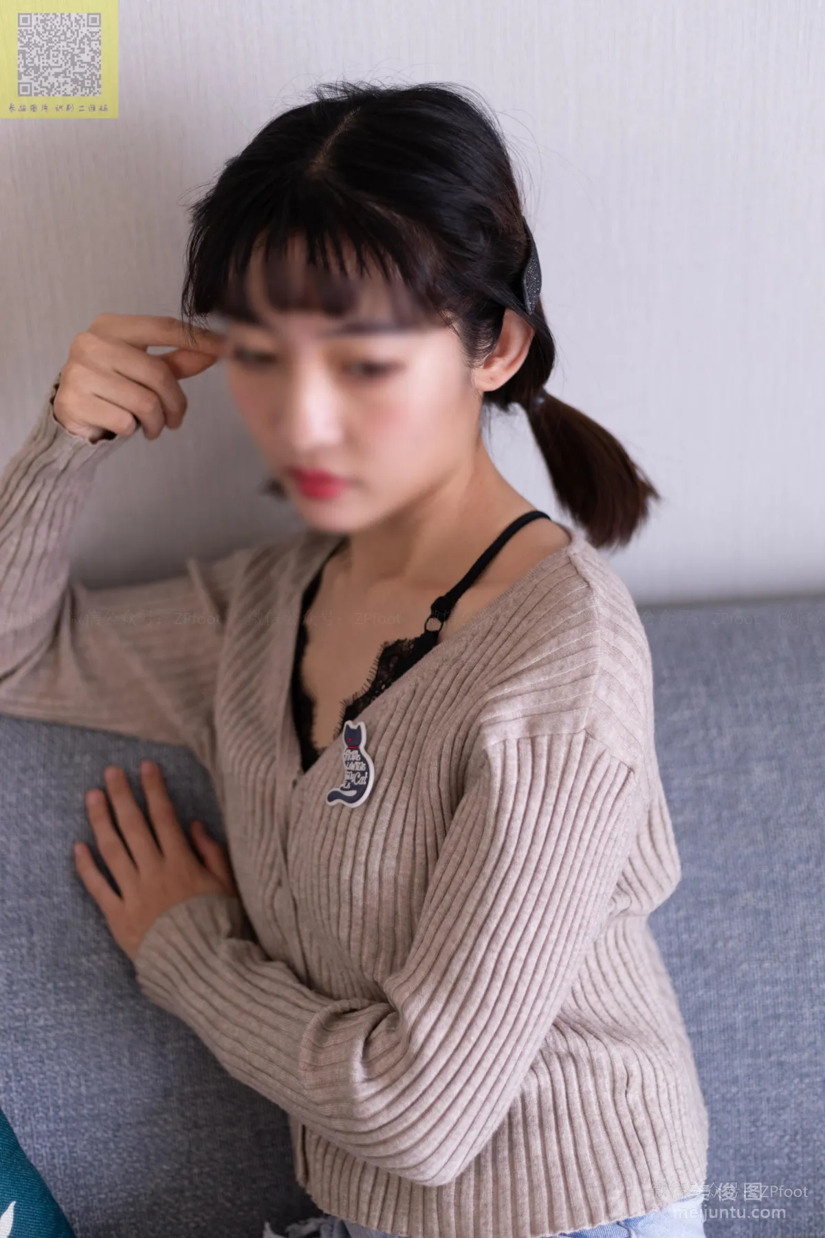 [LSS] NO.091 Xiao Xue, Reinforced Toe Gray Stockings Photo Set photo 47