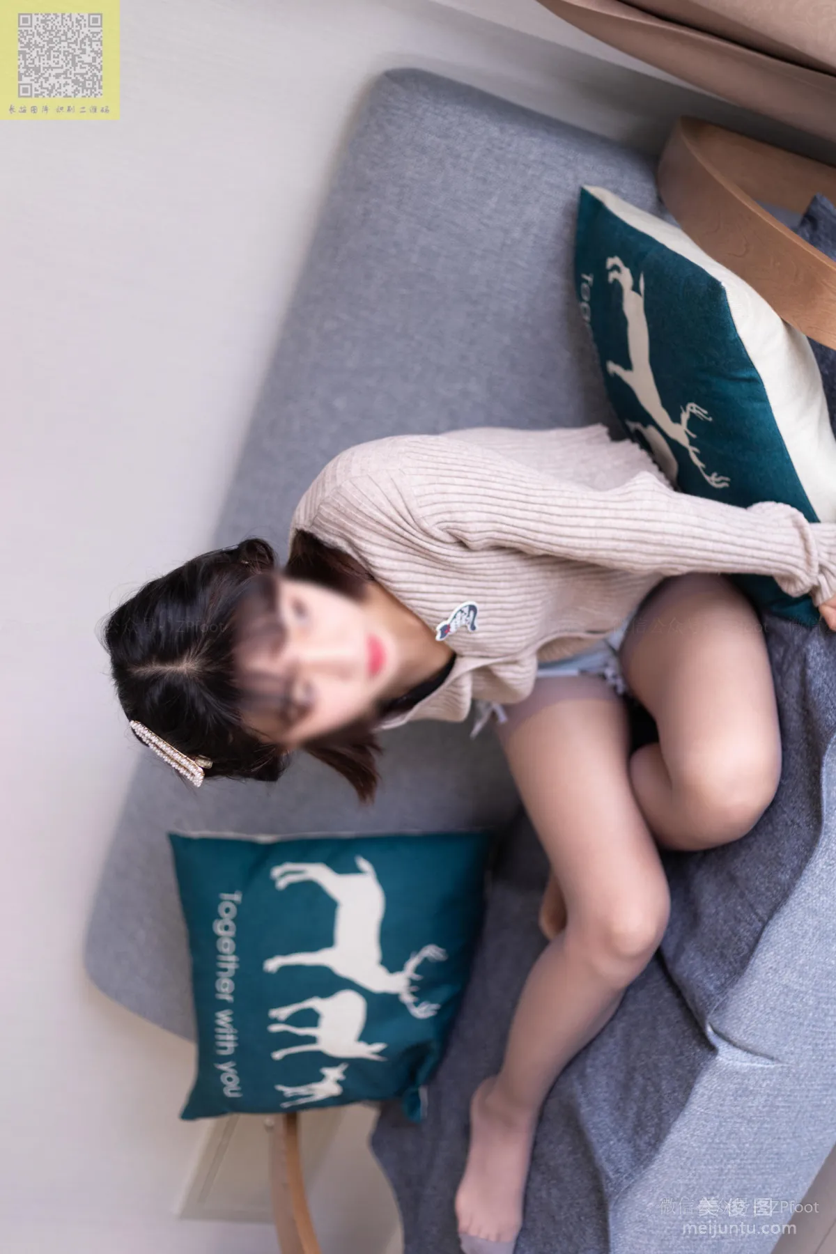 [LSS] NO.091 Xiao Xue, Reinforced Toe Gray Stockings Photo Set photo 54