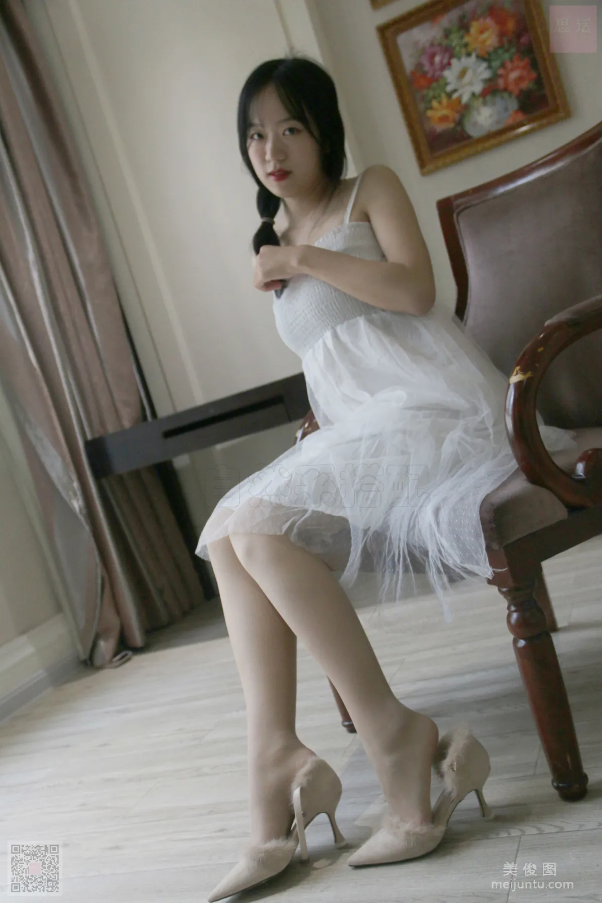 [SiHua] SH033 Zi Qi, Braided-Hair Girl in a White Dress photo 53