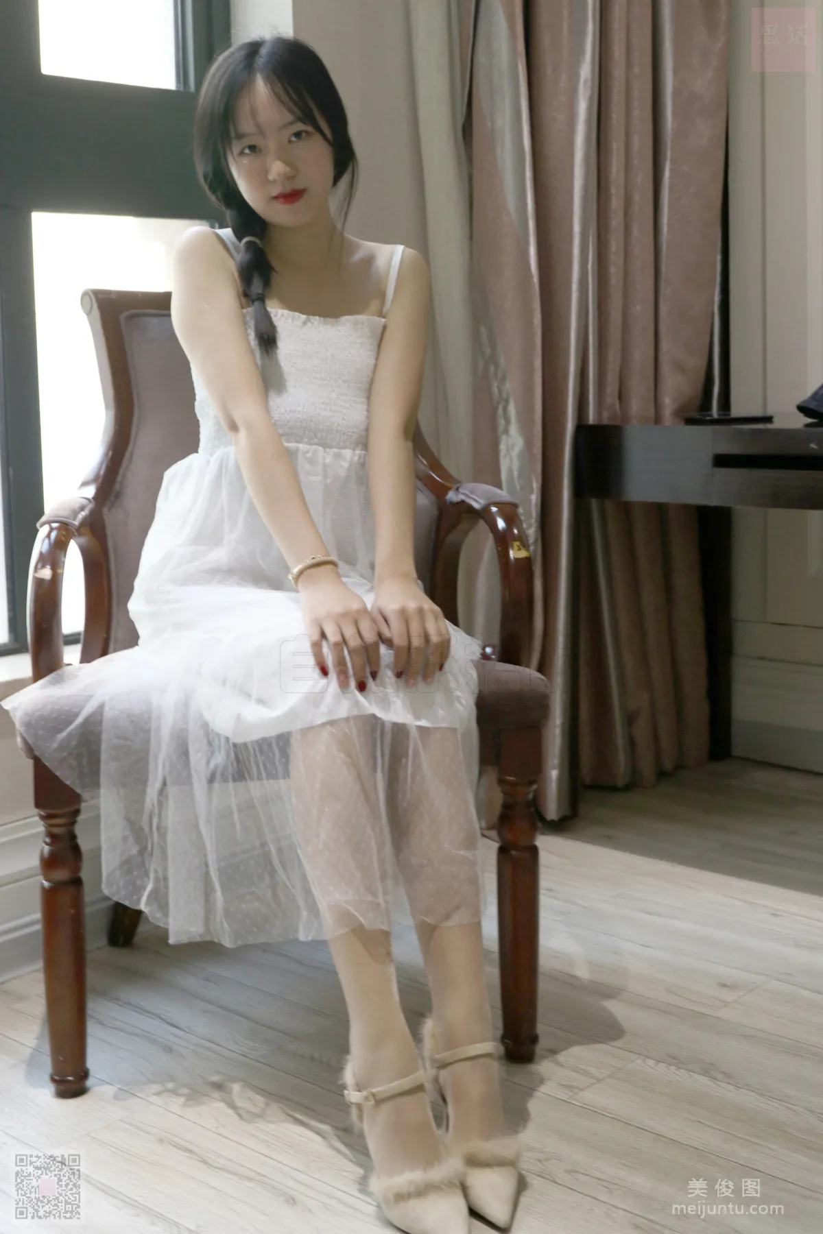 [SiHua] SH033 Zi Qi, Braided-Hair Girl in a White Dress photo 56