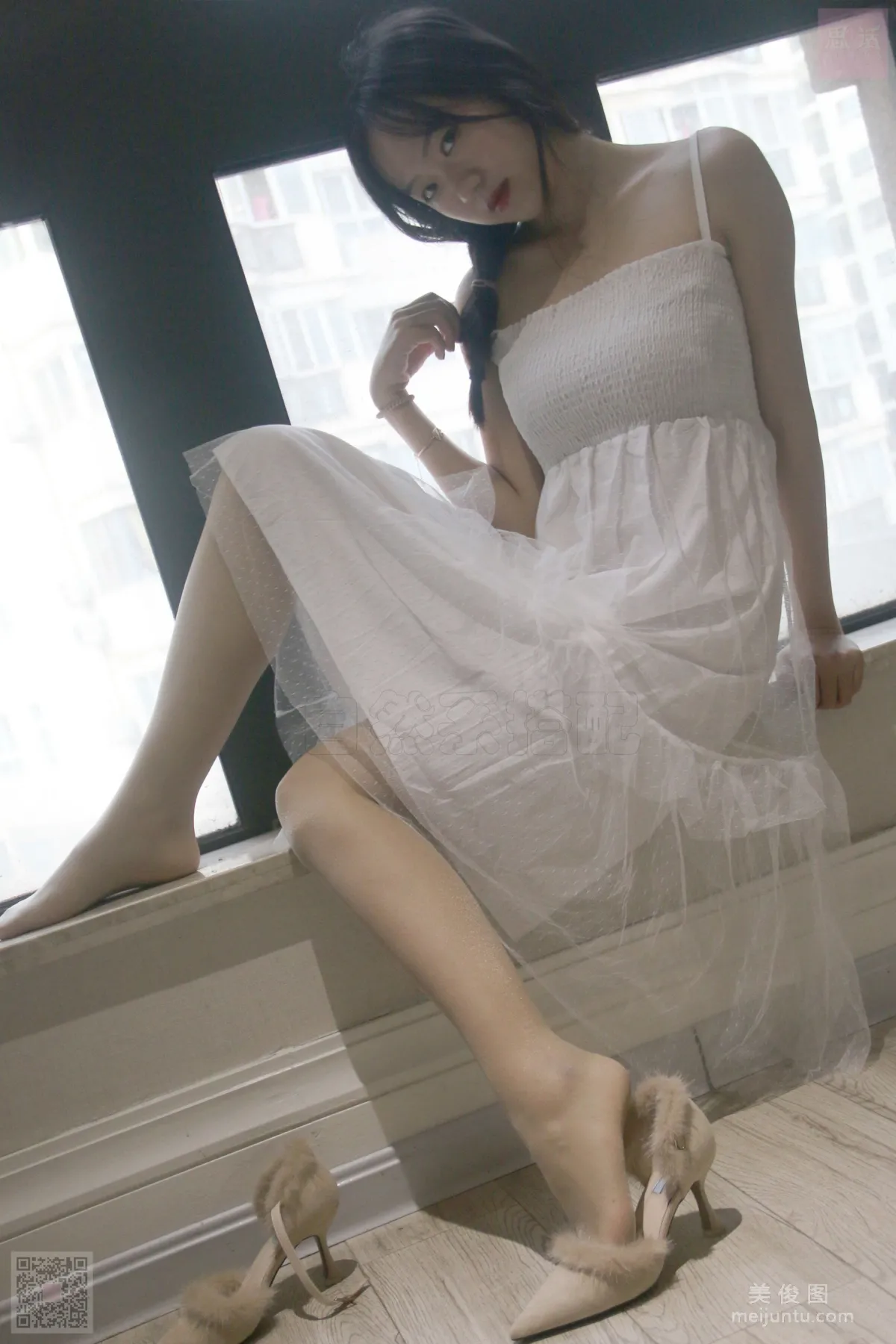 [SiHua] SH033 Zi Qi, Braided-Hair Girl in a White Dress photo 66
