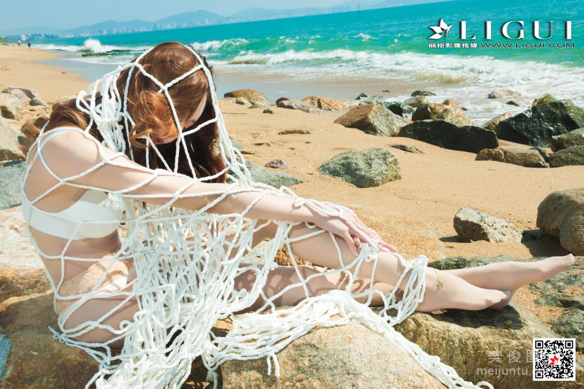[丽柜美束Ligui] Model 兔子 - 海边肉丝袜人体秀5