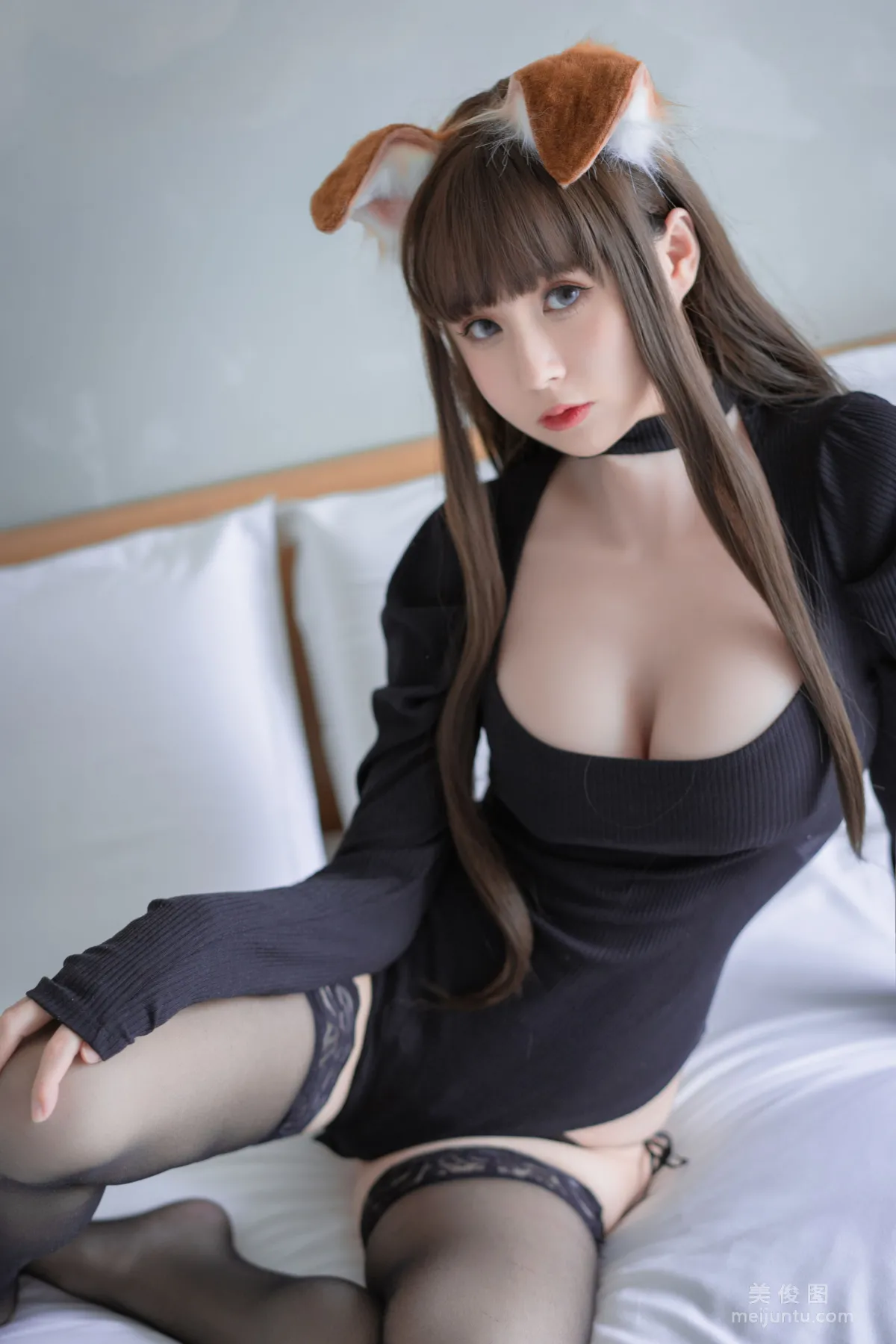 [Cosplay] Xiyuan Sinan Ge, Folded-Ear Dog Black Bodysuit Photo Set photo 6