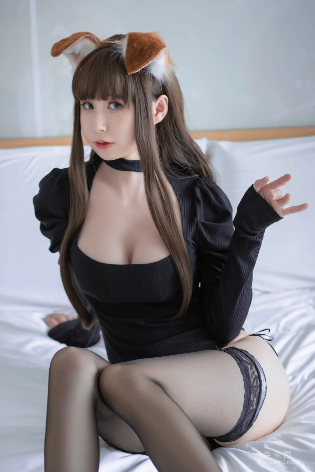 [Cosplay] Xiyuan Sinan Ge, Folded-Ear Dog Black Bodysuit Photo Set photo 8