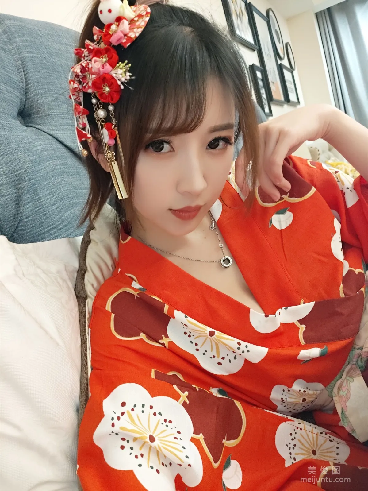 [Cosplay] Xiaonv Wulu Na - Kimono Peach Heart Black Stockings photo 38