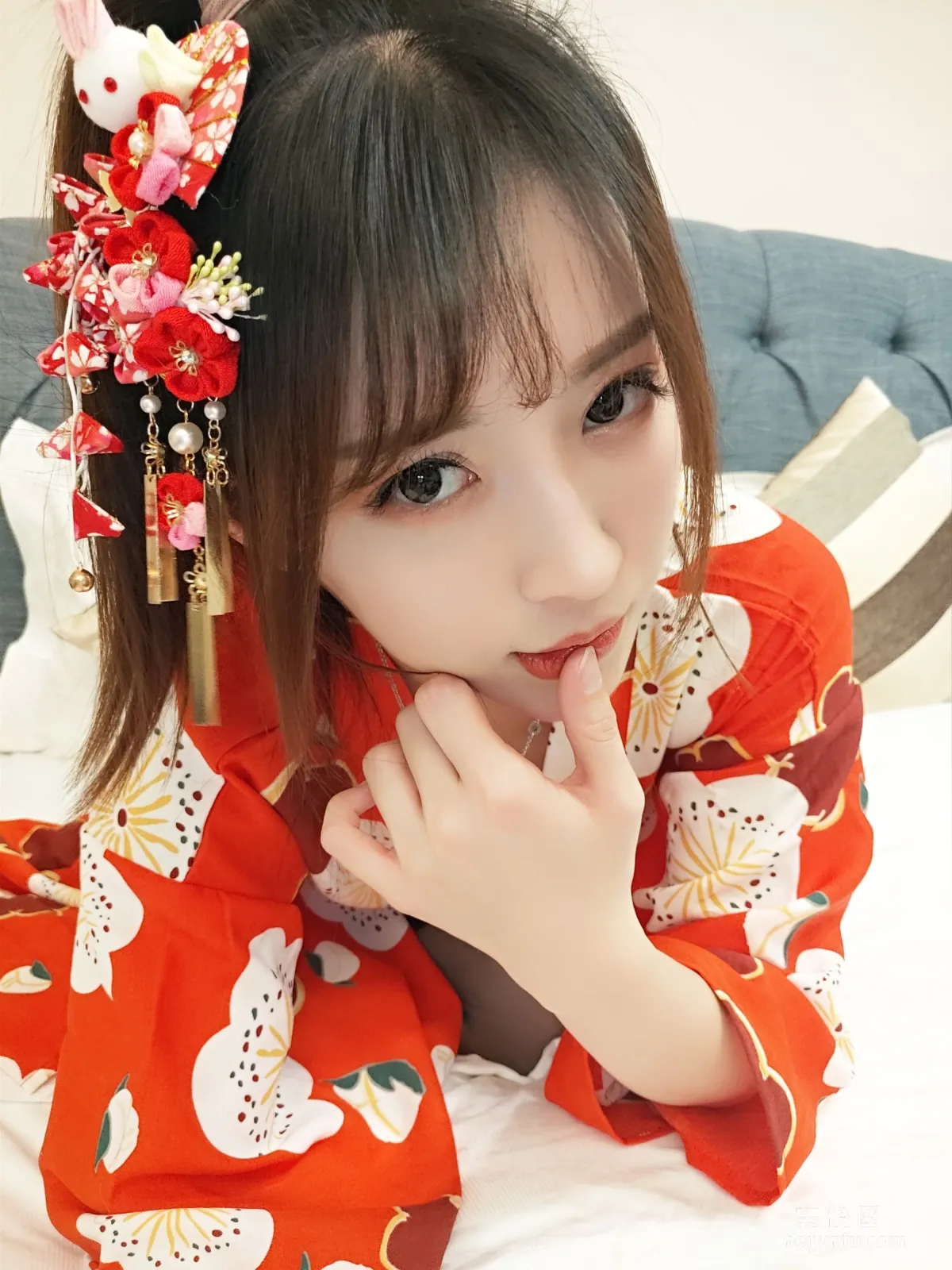 [Cosplay] Xiaonv Wulu Na - Kimono Peach Heart Black Stockings photo 19