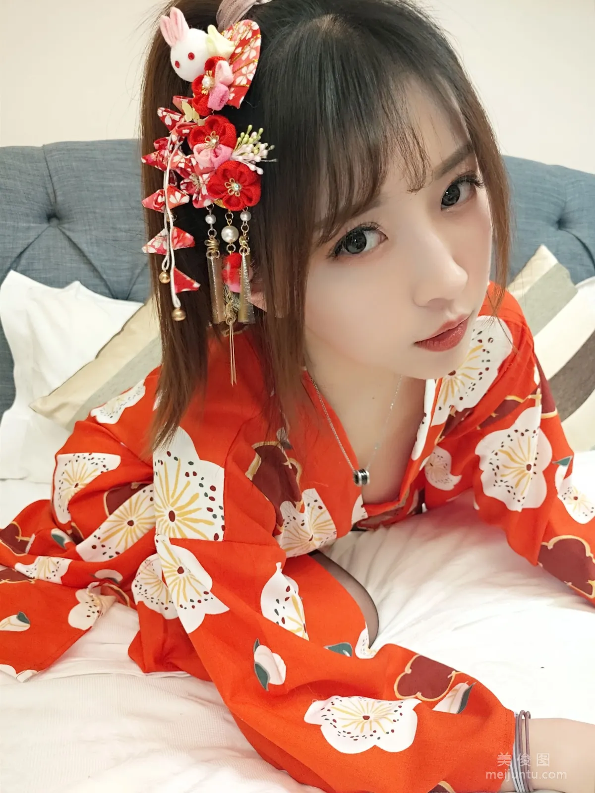 [Cosplay] Xiaonv Wulu Na - Kimono Peach Heart Black Stockings photo 17