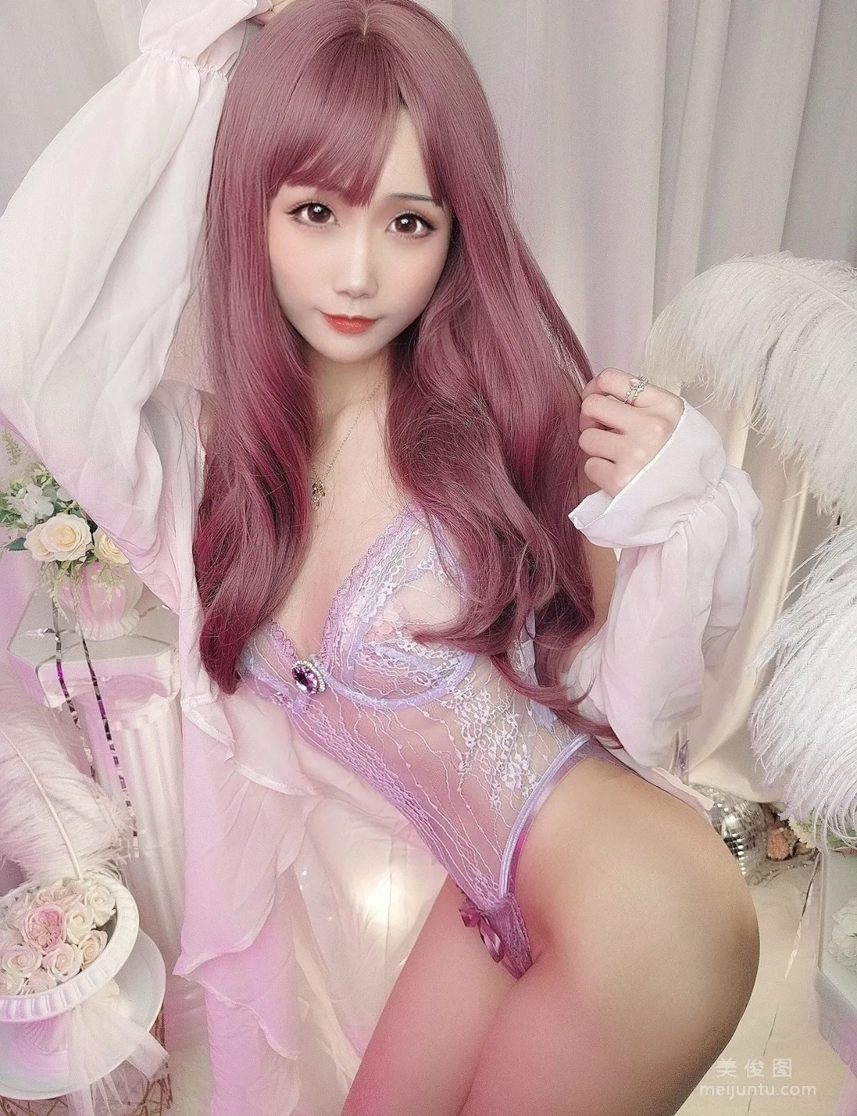 [Cosplay] 曉美媽 - (圣诞自拍)紫色迷情5