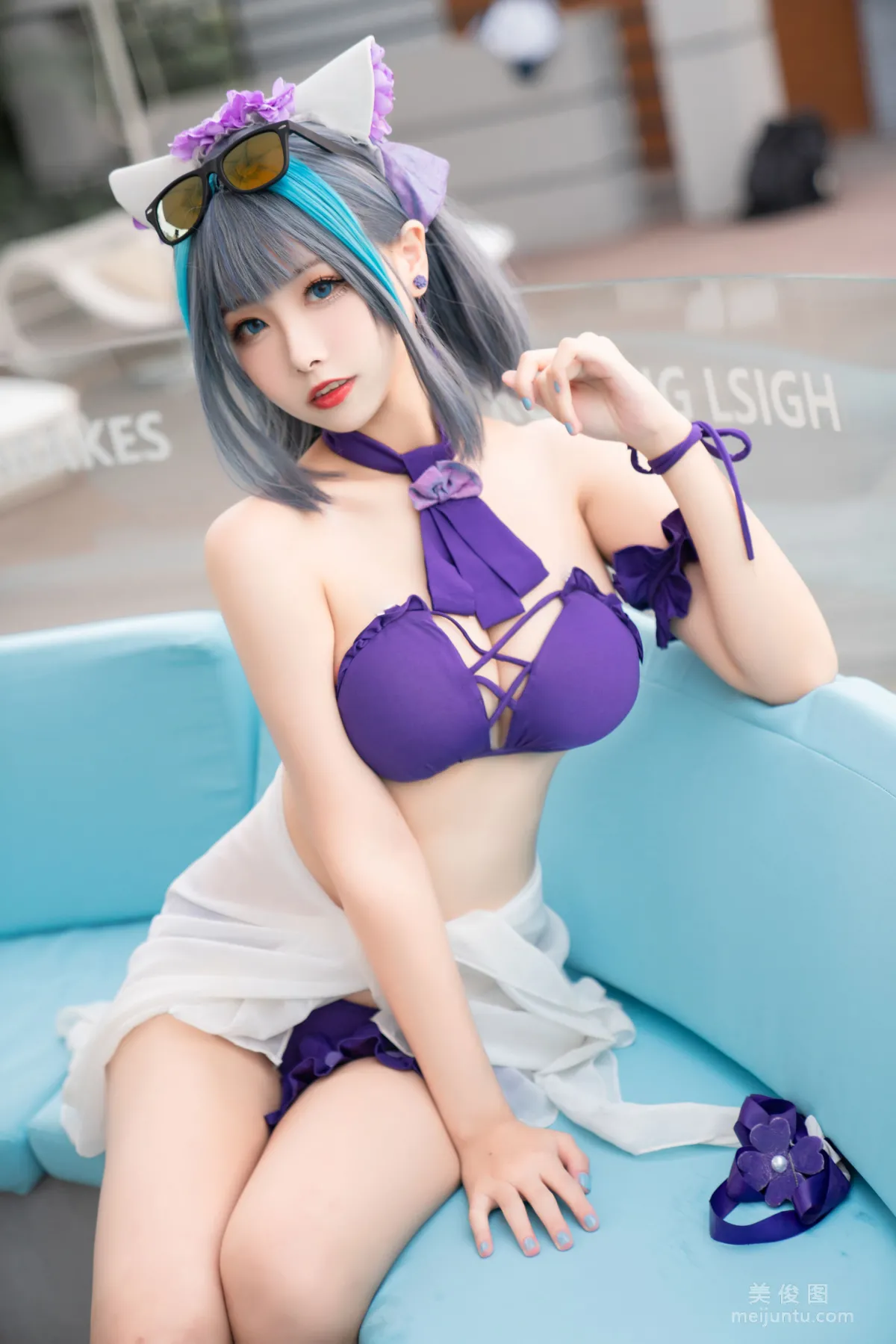 [COS Fan Service] Weibo Girl Momoko Kuikui - Cheshire Swimwear photo 36