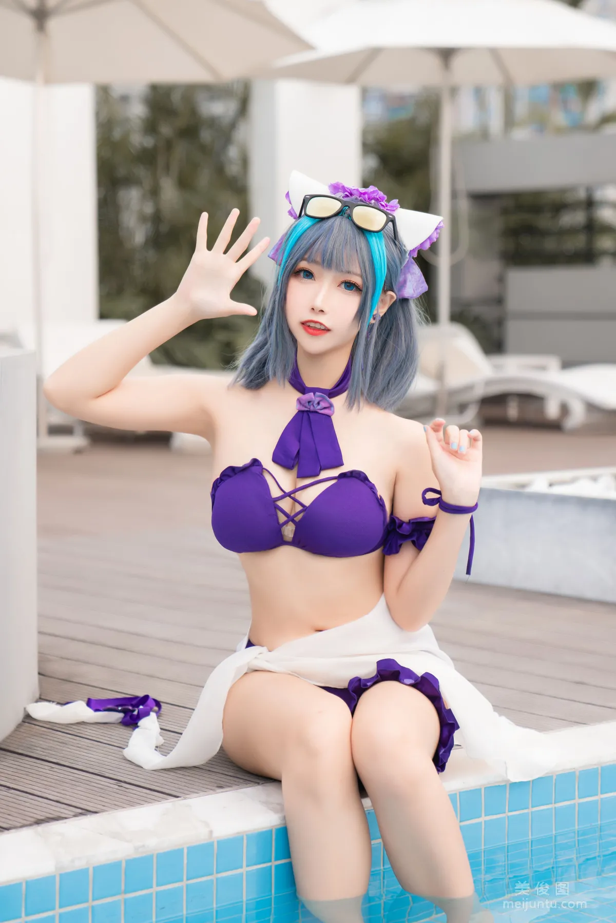 [COS Fan Service] Weibo Girl Momoko Kuikui - Cheshire Swimwear photo 15